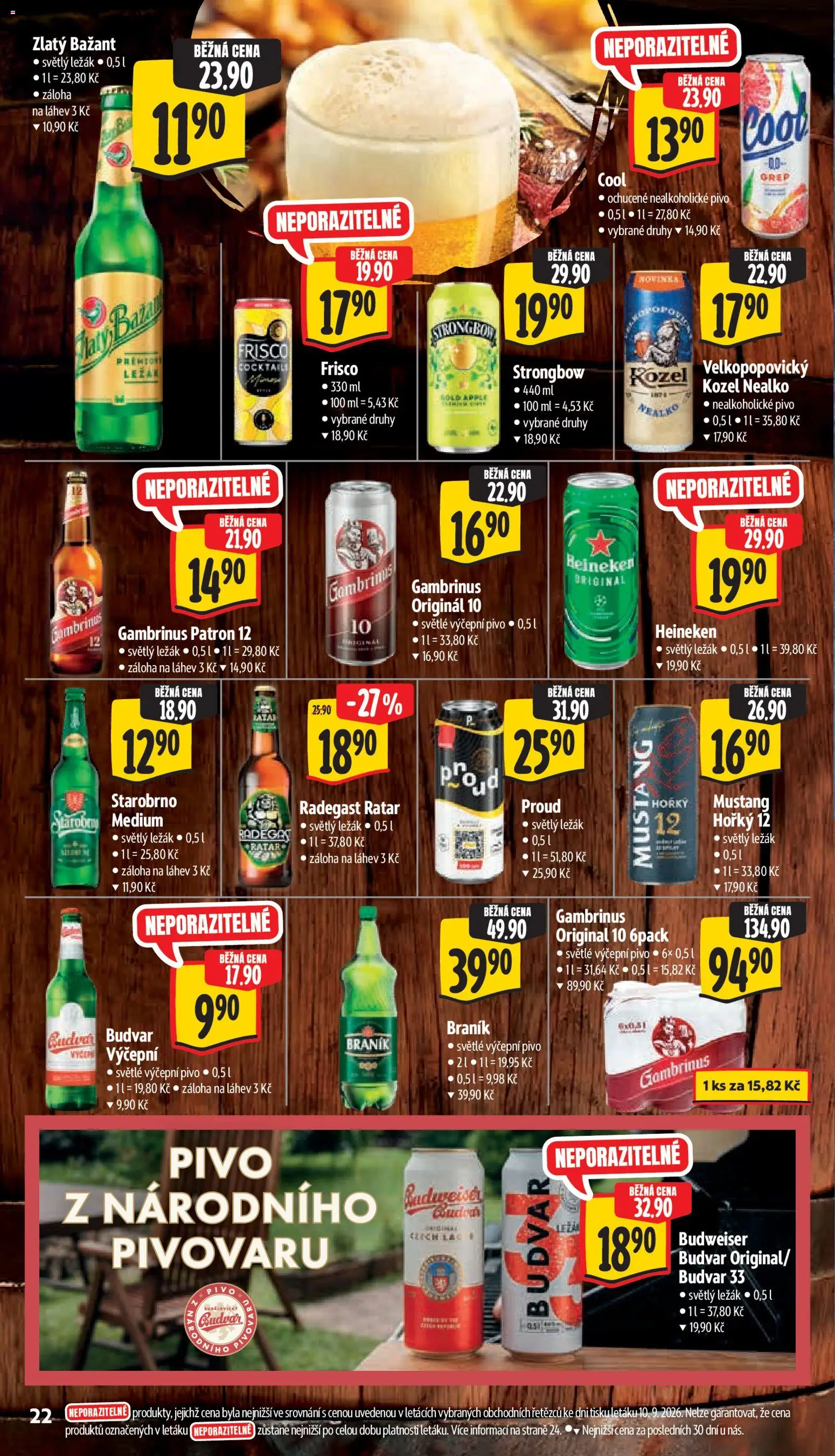 Albert leták - Supermarket od 16.09.2026 | Strana: 32 | Produkty: Pivo, Zlatý Bažant, Radegast Ratar, Radegast