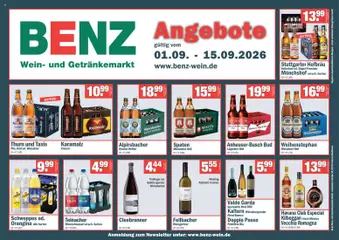 Benz Getränke Prospekt ab 01.09.2026 gültig