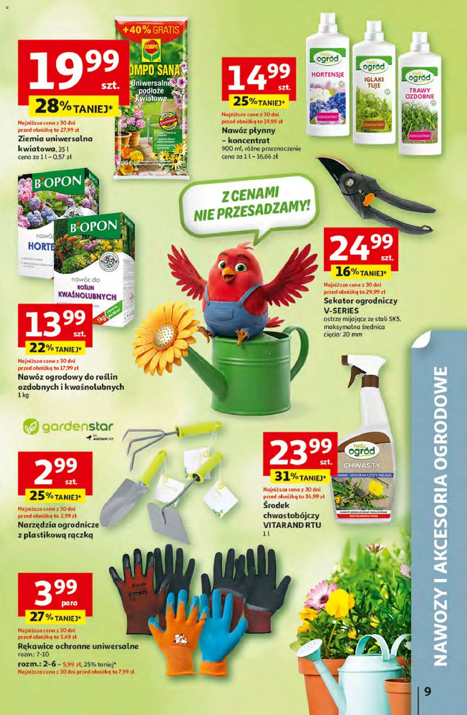 Auchan gazetka - 30 Lat Hipermarket od 16.04.2026 | Strona: 9 | Produkty: Ziemia uniwersalna, Tuje, Sekator, Ziemia
