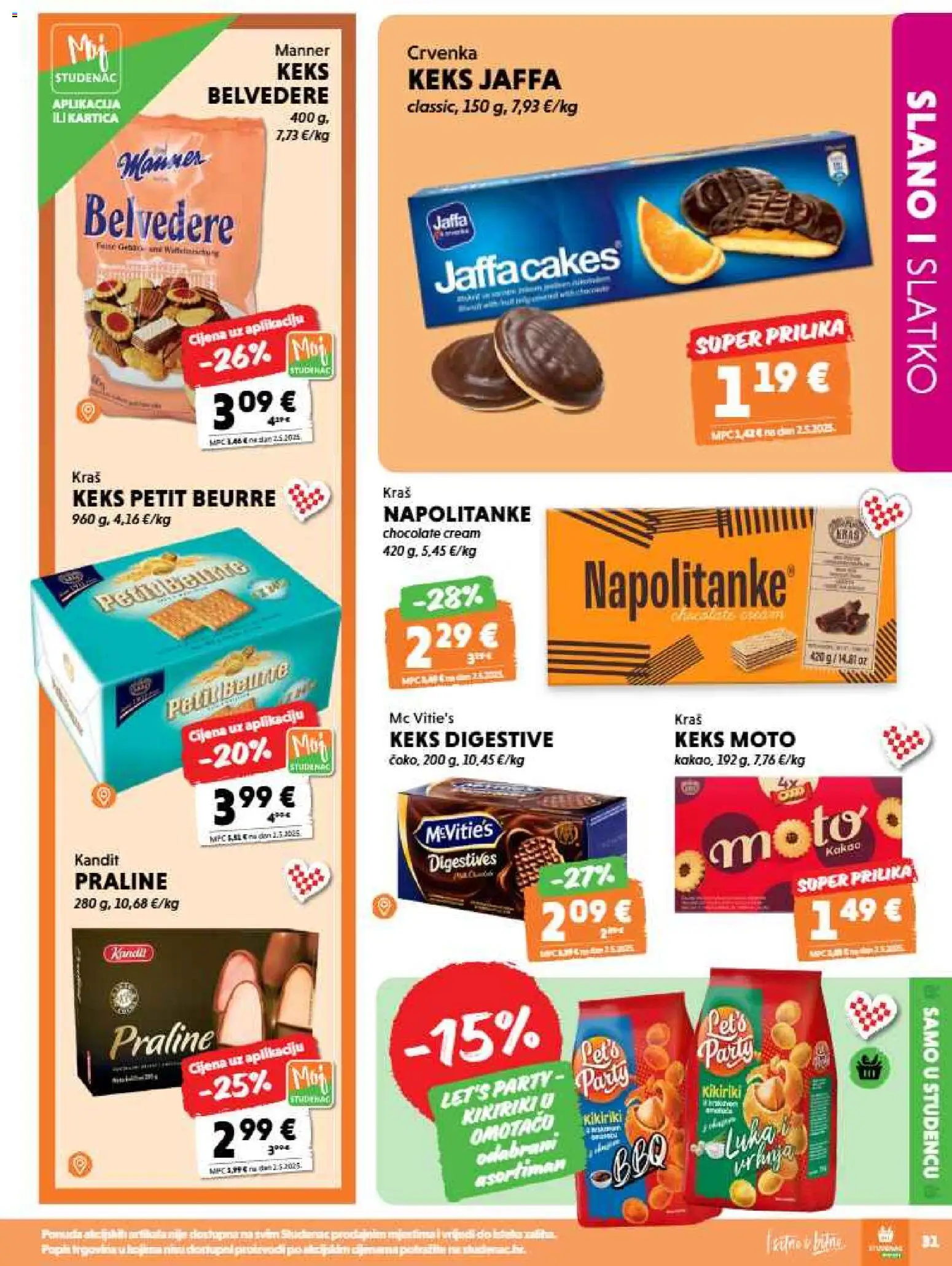 Studenac katalog | vrijedi od 09.09.2026 | Stranica: 31 | Proizvodi: Praline, Petit Beurre, Kikiriki, Kakao
