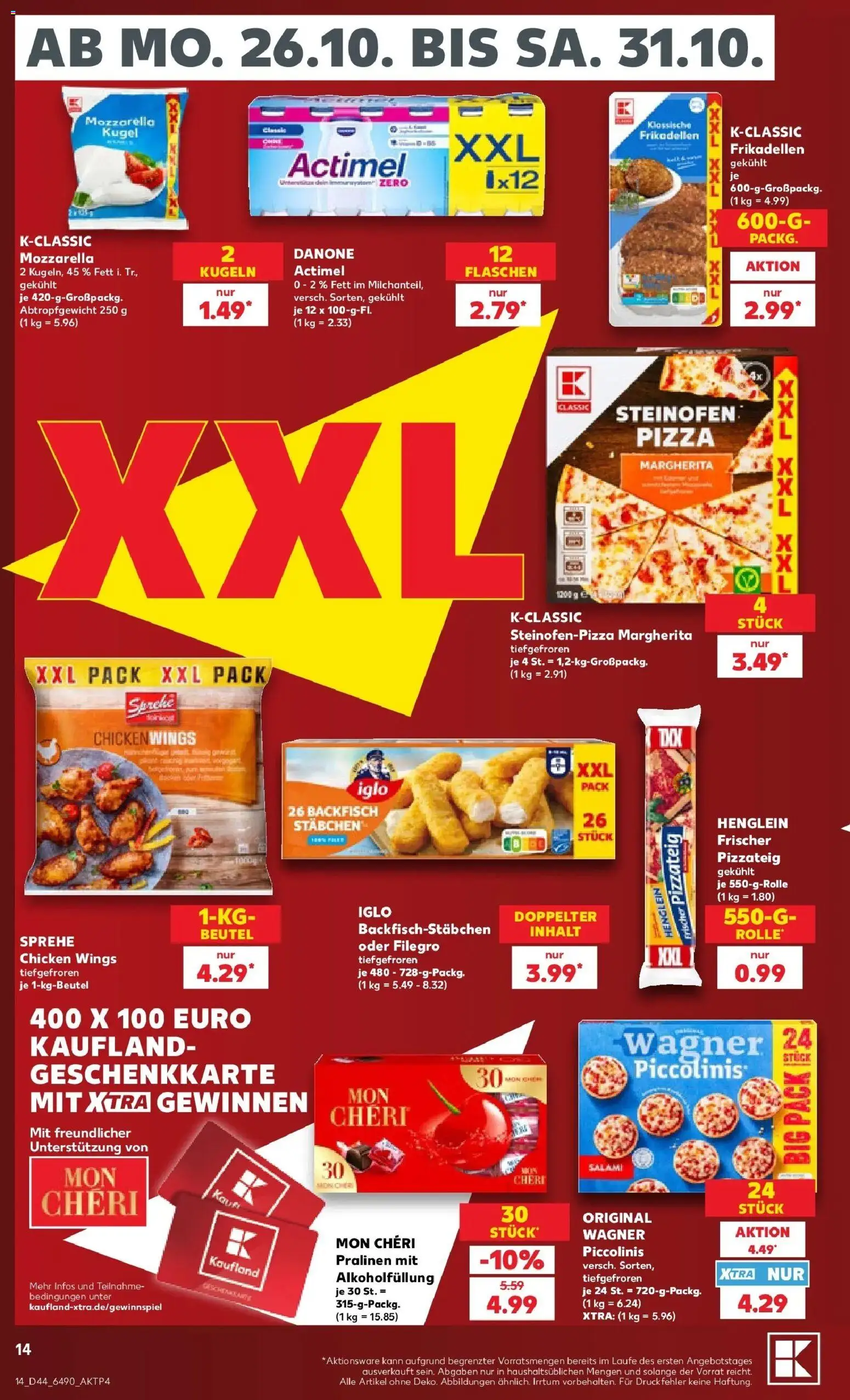 Prospekt Kaufland ab 26.10.2026 » Angebote Online zum Blättern | Seite: 14 | Produkte: Iglo, Piccolinis, Salami, Pizza