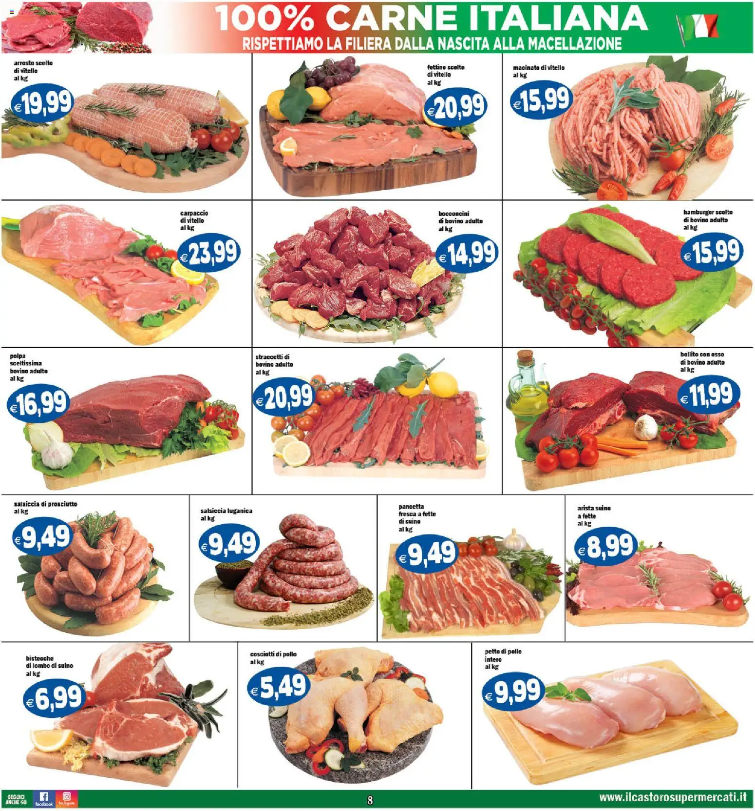 Volantino Il Castoro del 20.05.2026 | Pagina: 8 | Prodotti: Arrosto, Prosciutto, Vitello, Macinato