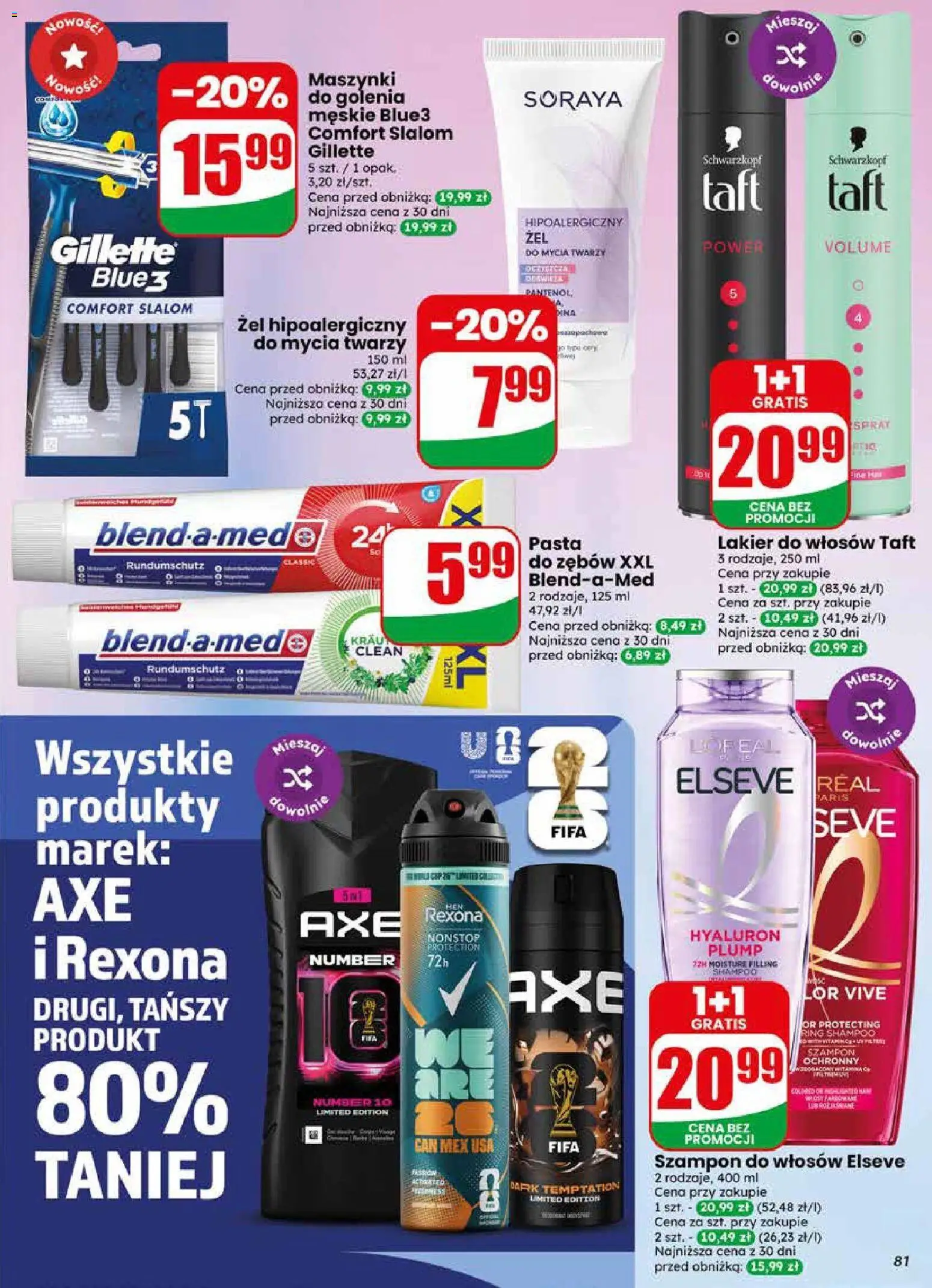 Dino gazetka od 20.05.2026 | Strona: 81 | Produkty: Maszynki do golenia, Szampon, Lakier do włosów, Pasta do zębów