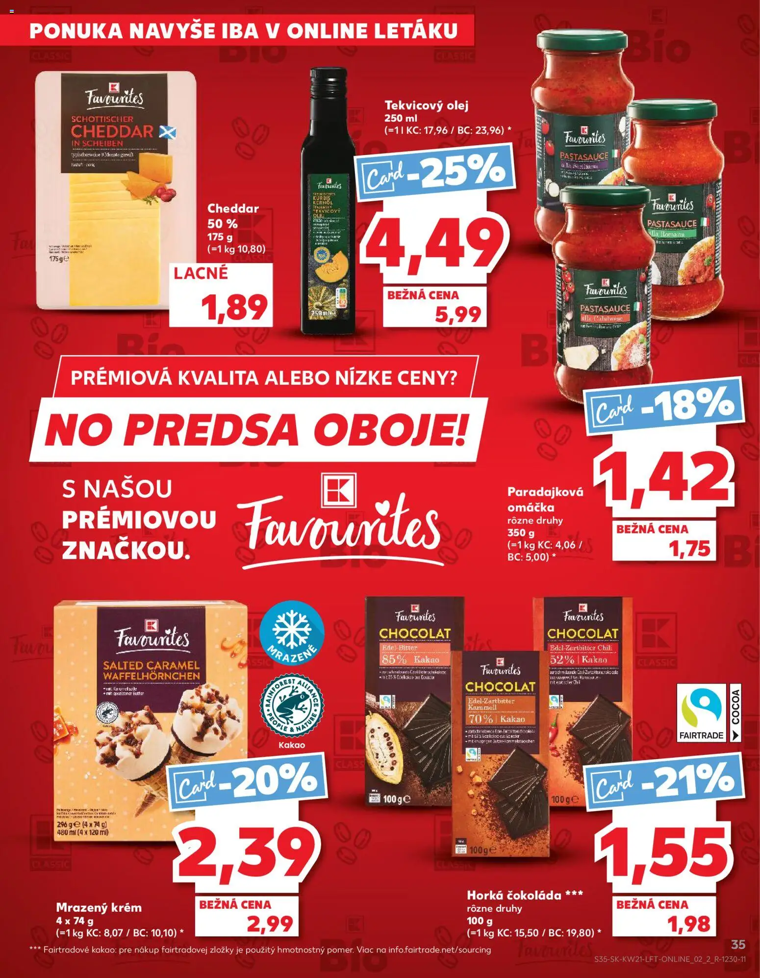 Nové Kaufland akcie – leták je platný od 21.05.2026 | Strana: 35 | Produkty: Olej, Krém, Omáčka, Kakao