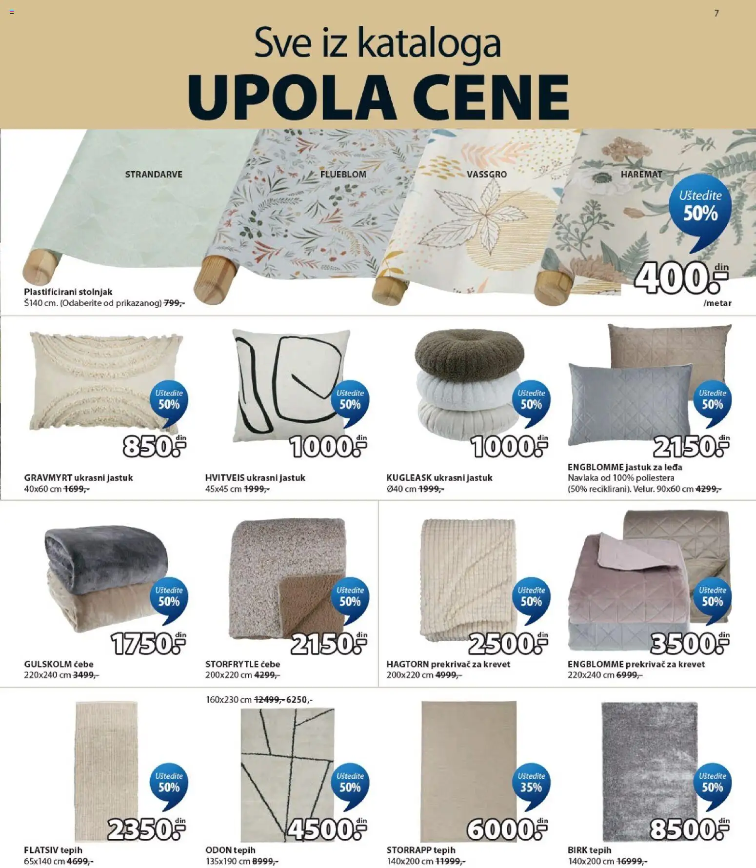 Jysk katalog - važi od 05.08.2026 | Strana: 7 | Proizvode: Jastuk, Ćebe, Tepih, Stolnjak