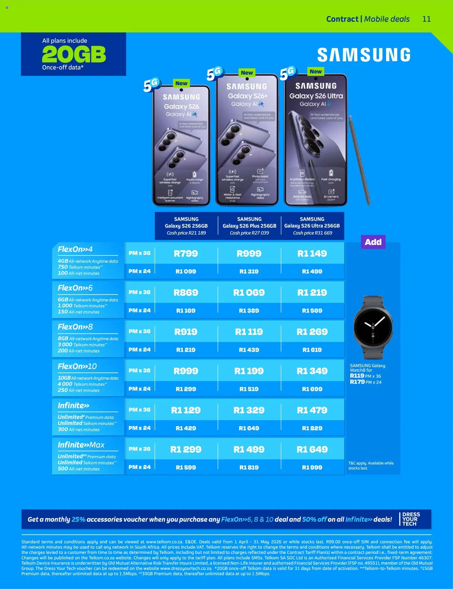 New Telkom catalogue – valid from 01.04.2026 | Page: 11 | Products: Dress, Data, Camera, Water