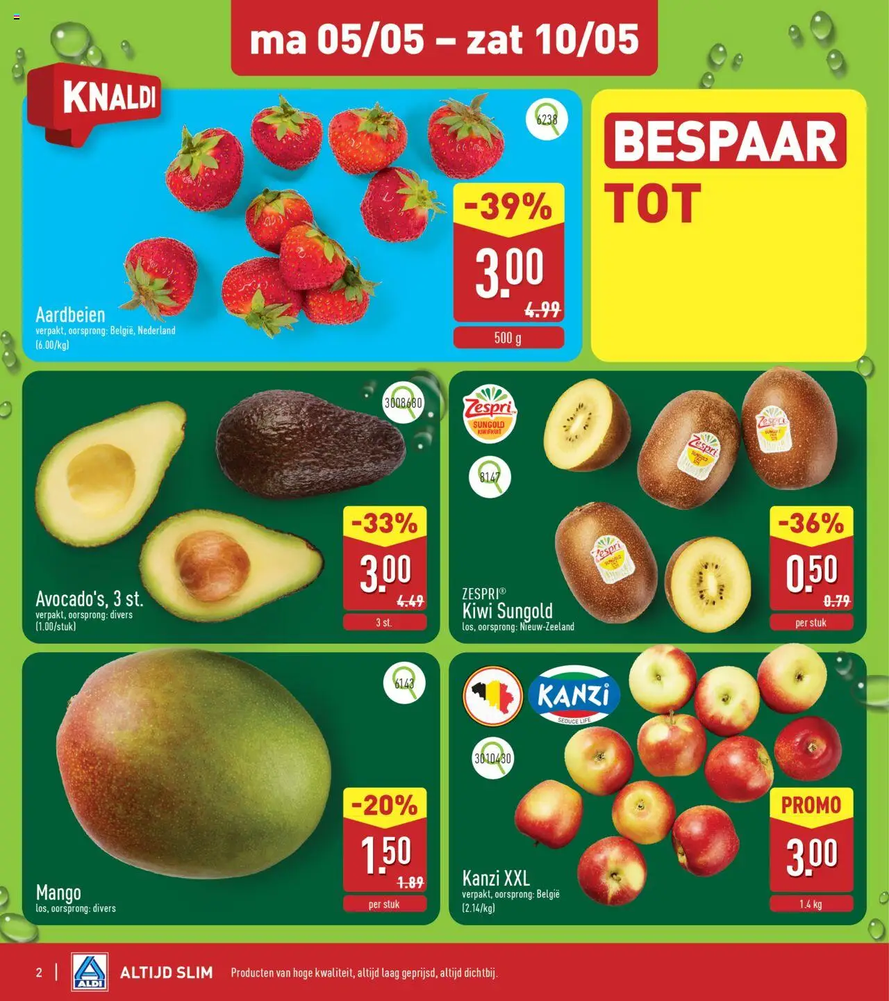 {H1} | Pagina: 2 | Producten: Aardbeien, Kiwi, Mango