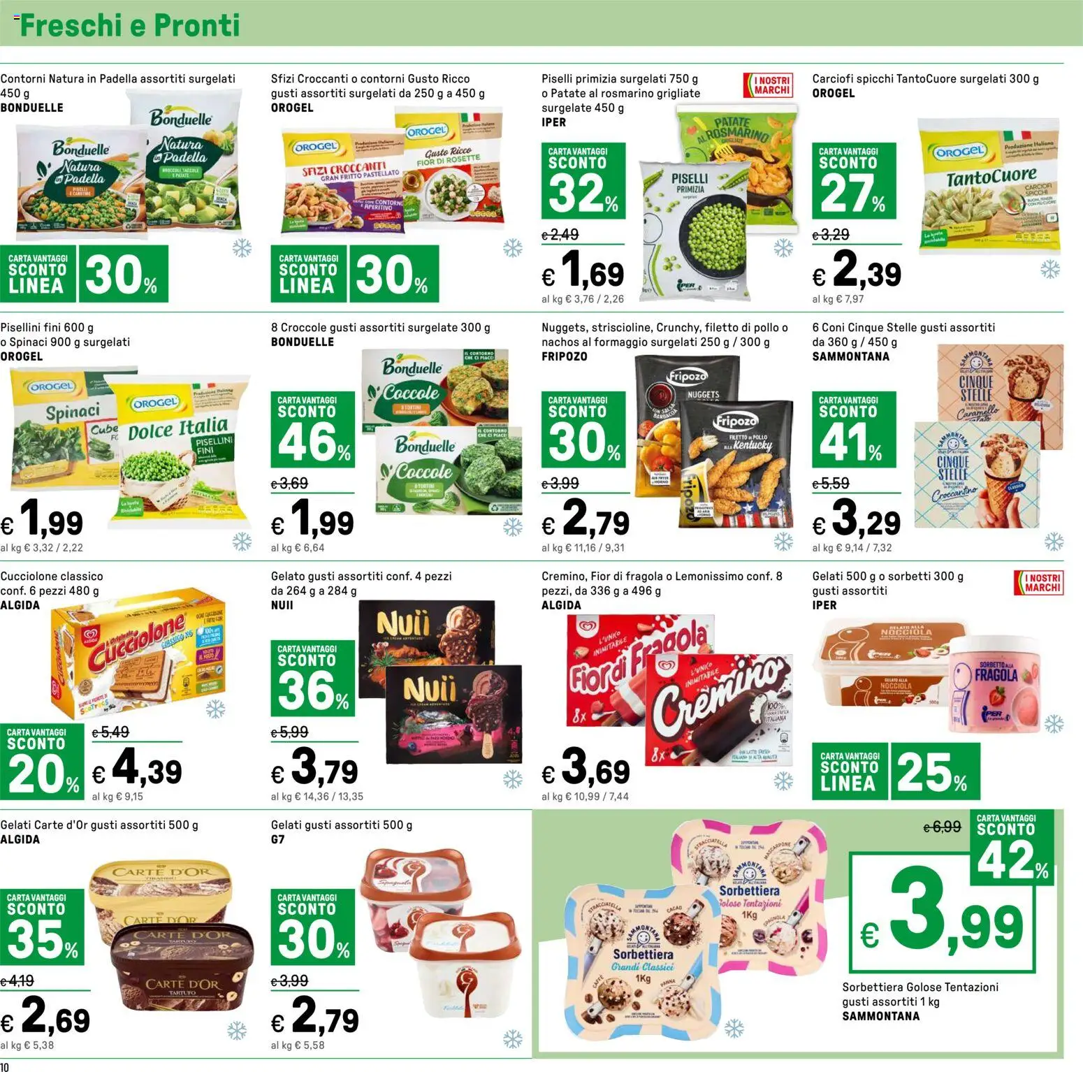 Volantino Iper del 11.05.2026 | Pagina: 10 | Prodotti: Piselli, Broccoli, Cacao, Padella