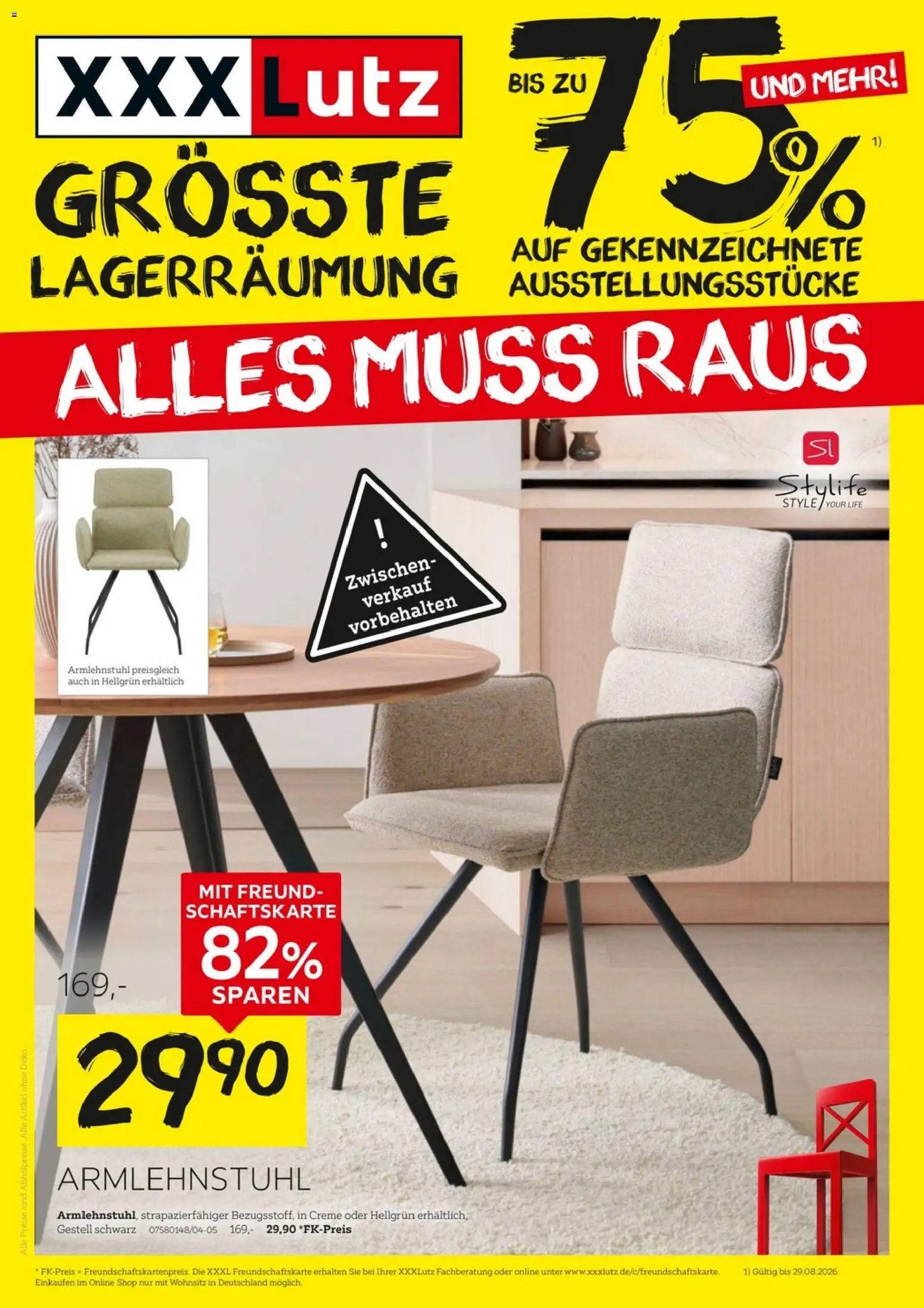 XXXLutz Größte Lagerräumung – gültig ab 15.08.2026 | Seite: 1 | Produkte: Creme