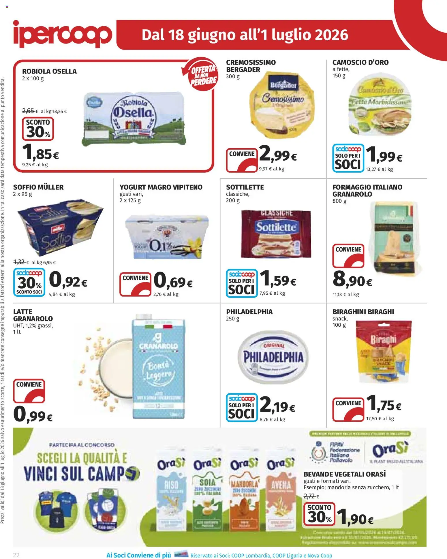 Volantino Ipercoop del 18.06.2026 | Pagina: 22 | Prodotti: Yogurt, Latte, Formaggio, Data