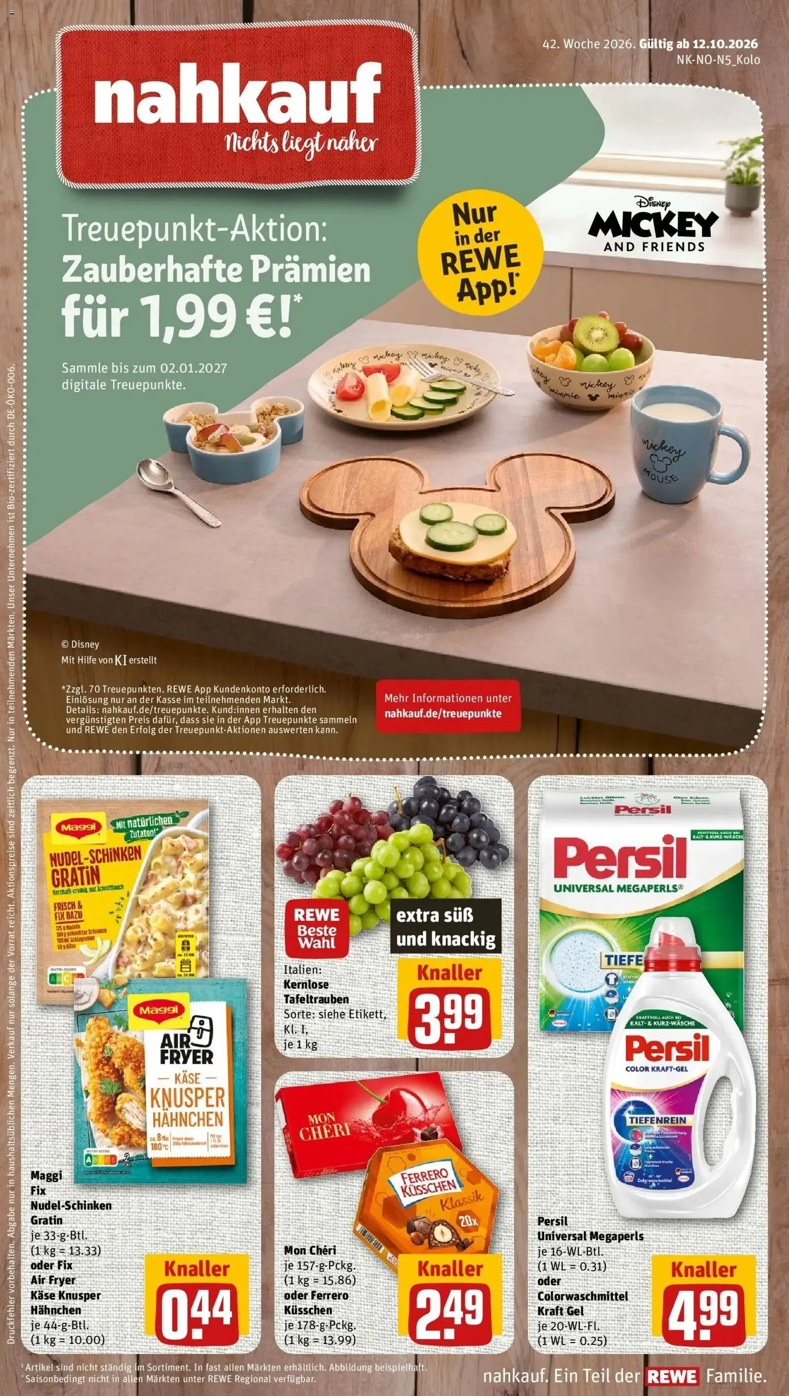 REWE Prospekt ab 12.10.2026 zum Blättern » Angebote | Seite: 1 | Produkte: Käse, Schinken, Nudeln, Persil