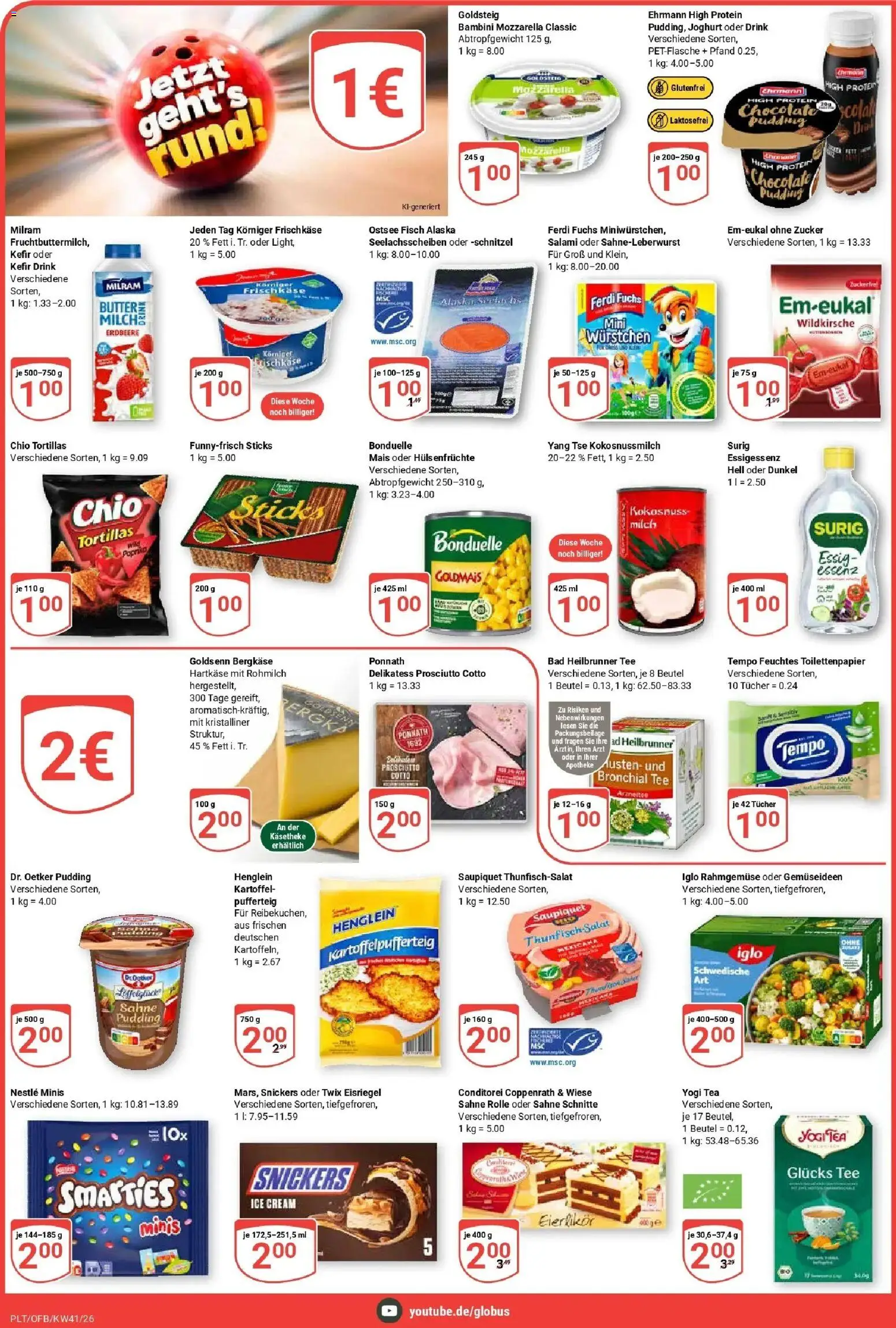 Globus Prospekt Plattling (ab 05.10.2026) » Angebote online | Seite: 16 | Produkte: Tortillas, Smarties, Milram, Tee