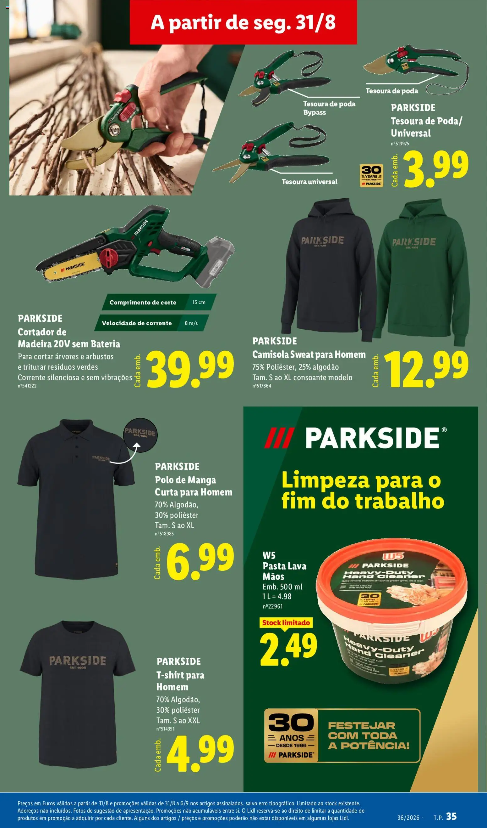 Lidl folheto │ válido de 31/08/2026 | Página: 35 | Produtos: Cortador, Manga, Algodão, Tesoura de poda