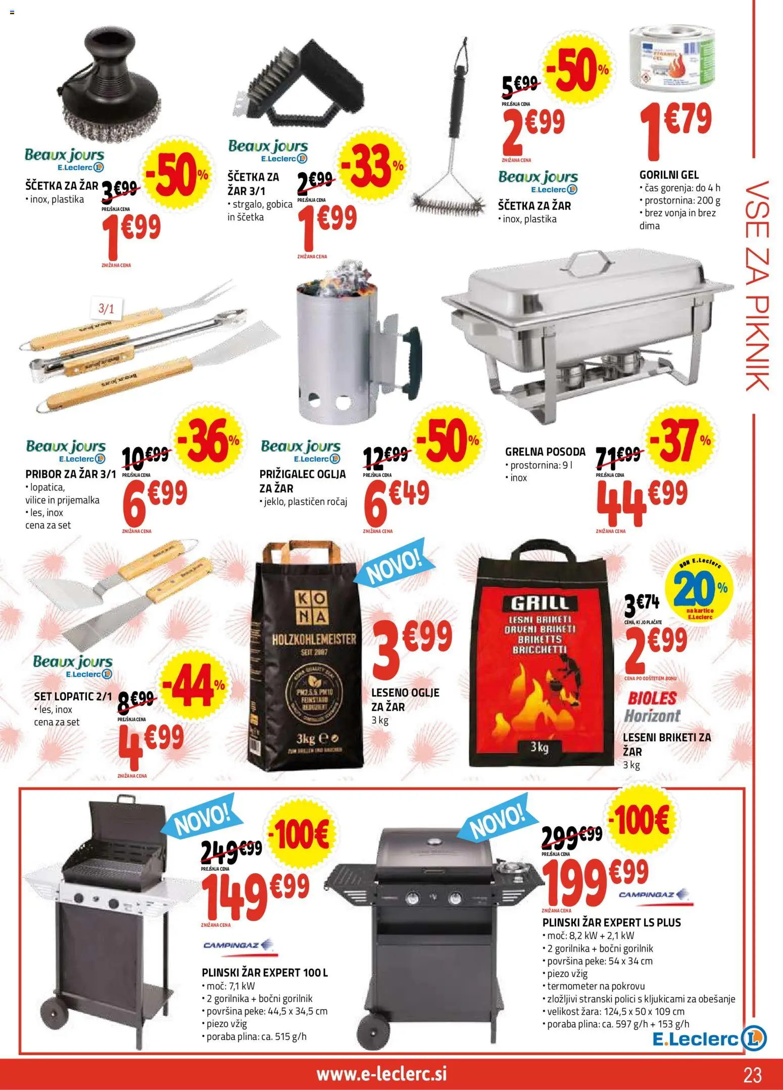 Novi E.leclerc katalog ponudbe – veljaven od 08.04.2026 | Stran: 23 | Izdelki: Pribor, Termometer, Gobica, Grill