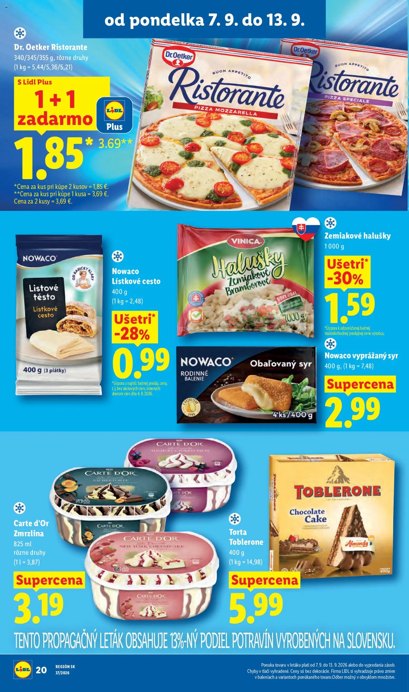 Nové Lidl akcie – leták je platný od 07.09.2026 | Strana: 22 | Produkty: Syr, Torta, Lístkové cesto, Vyprážaný syr