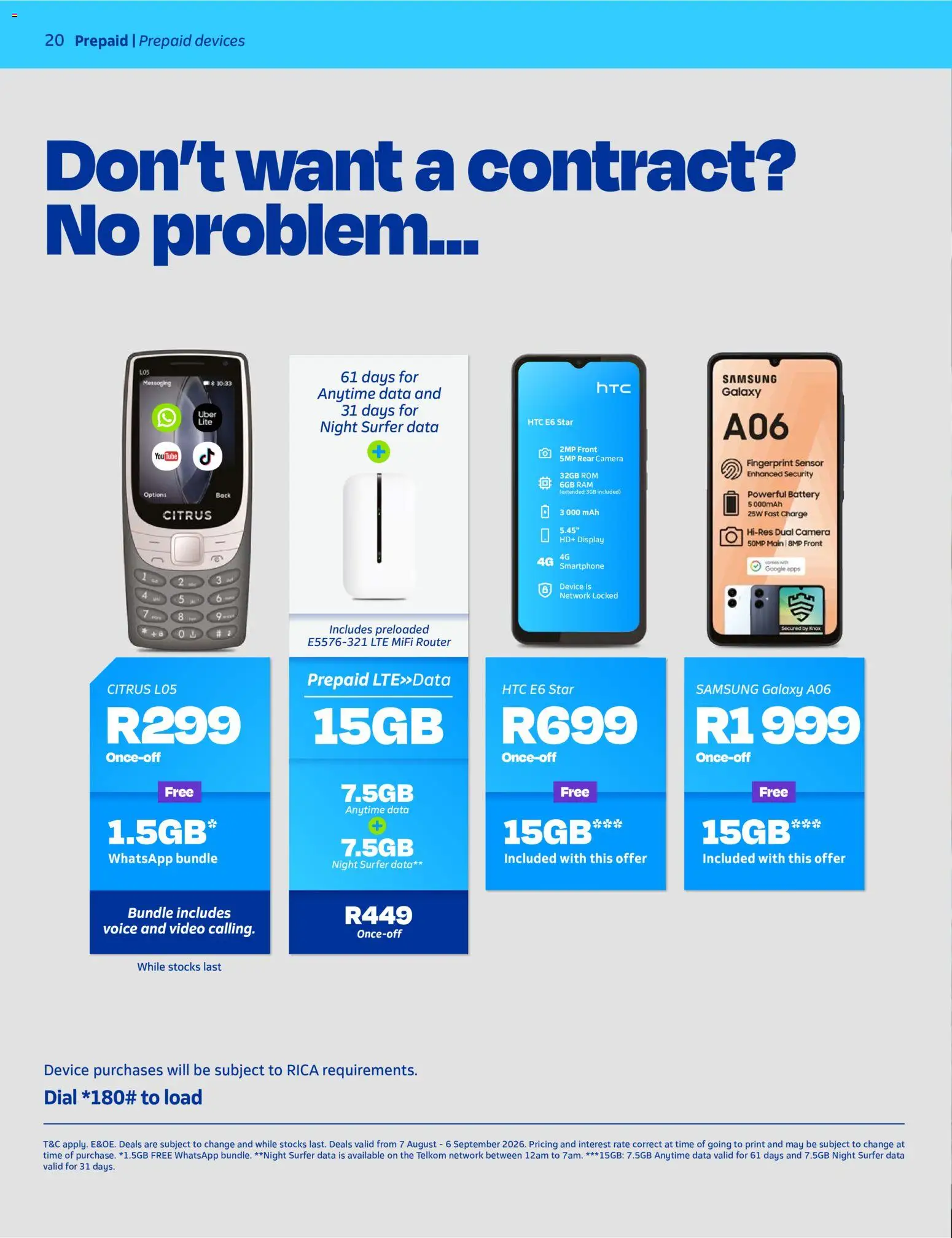 New Telkom catalogue – valid from 07/08/2026 | Page: 20 | Products: Data, Router, Smartphone, Camera
