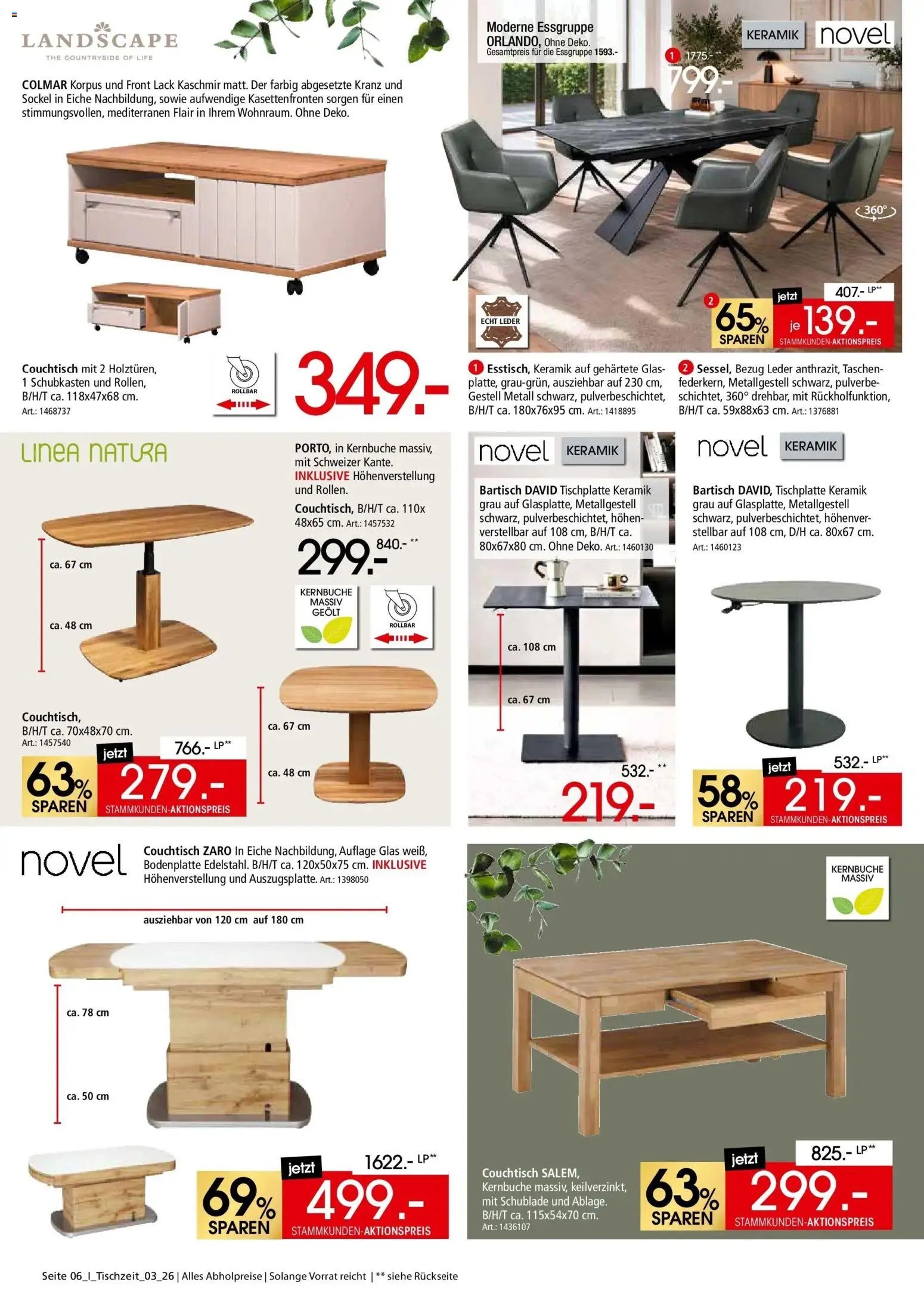 Zurbrüggen Tischzeit – gültig ab 21.08.2026 | Seite: 6 | Produkte: Essgruppe, Bartisch, Couchtisch, Taschen
