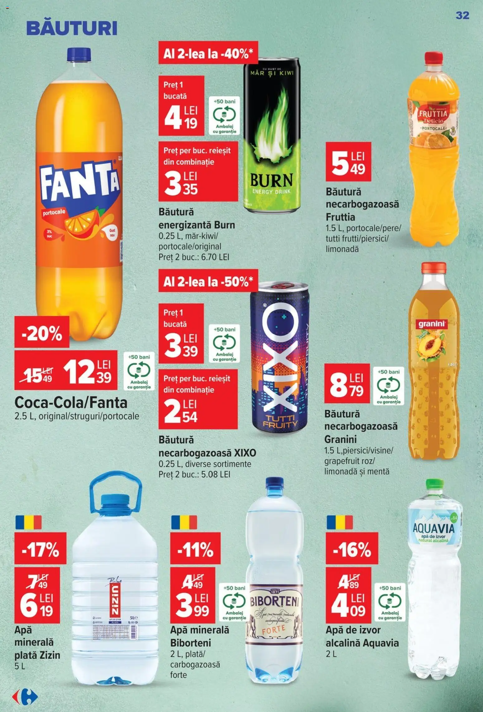 Noul catalog Carrefour – valabil de la 14.10.2026 | Pagină: 32 | Produse: Menta, Limonada, Grapefruit, Apă