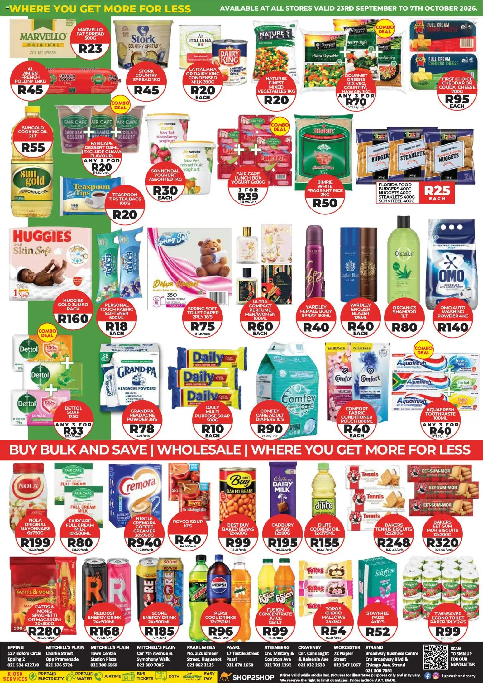 New 1UP Cash & Carry catalogue – valid from 23/09/2026 | Page: 2 | Products: Diapers, Milk, Vegetables, Toilet paper