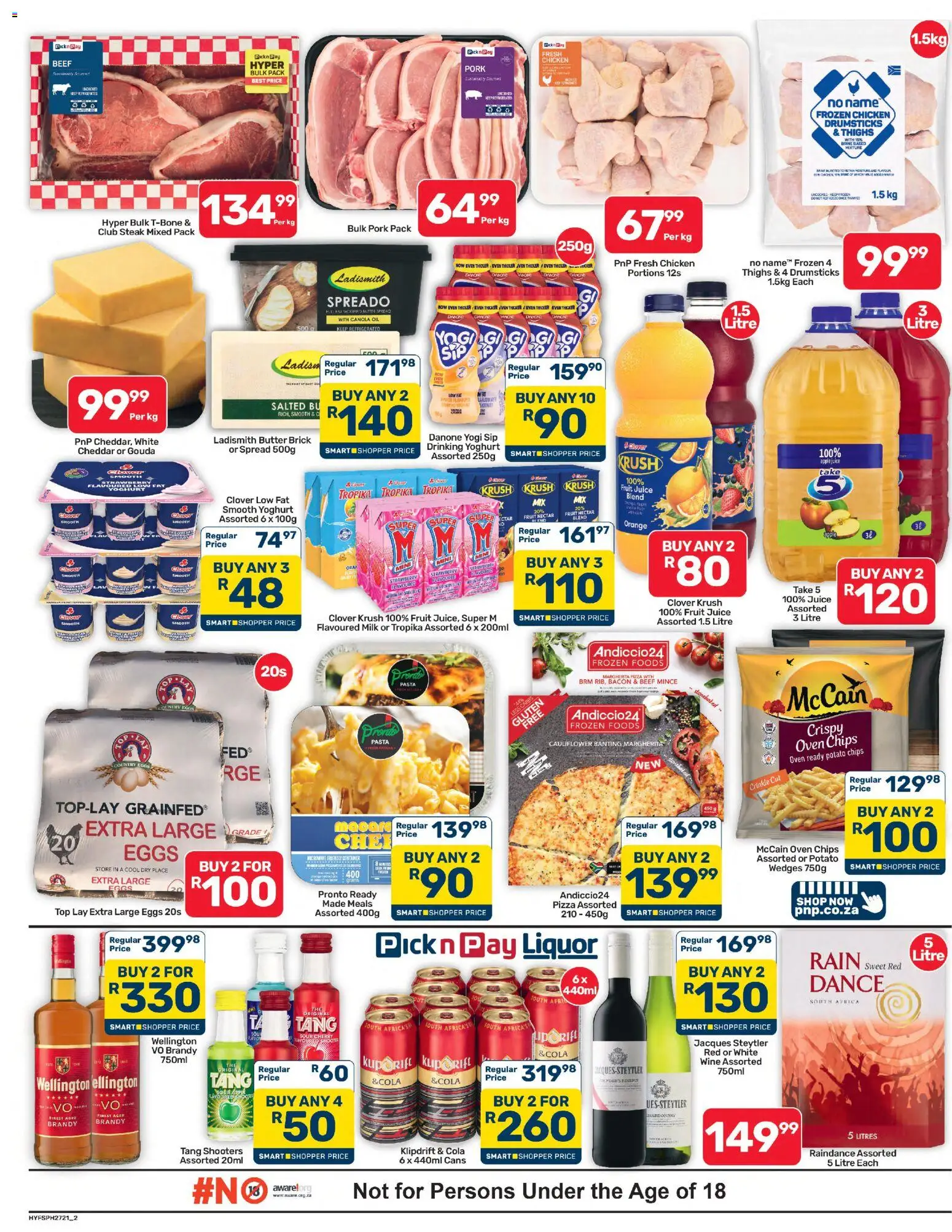 New Pick n Pay catalogue – valid from 08/08/2026 | Page: 2 | Products: Magdalenas, Pizza, Juice, Chicken