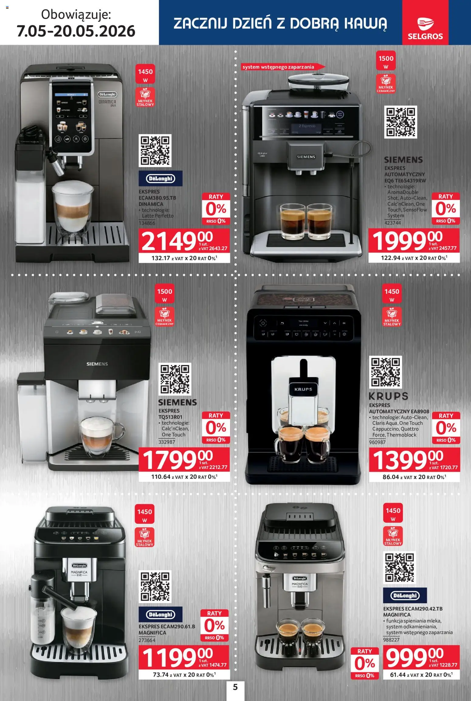 Selgros cash&carry gazetka - Elektro AGD od 07.05.2026 | Strona: 5 | Produkty: Młynek, Kawa