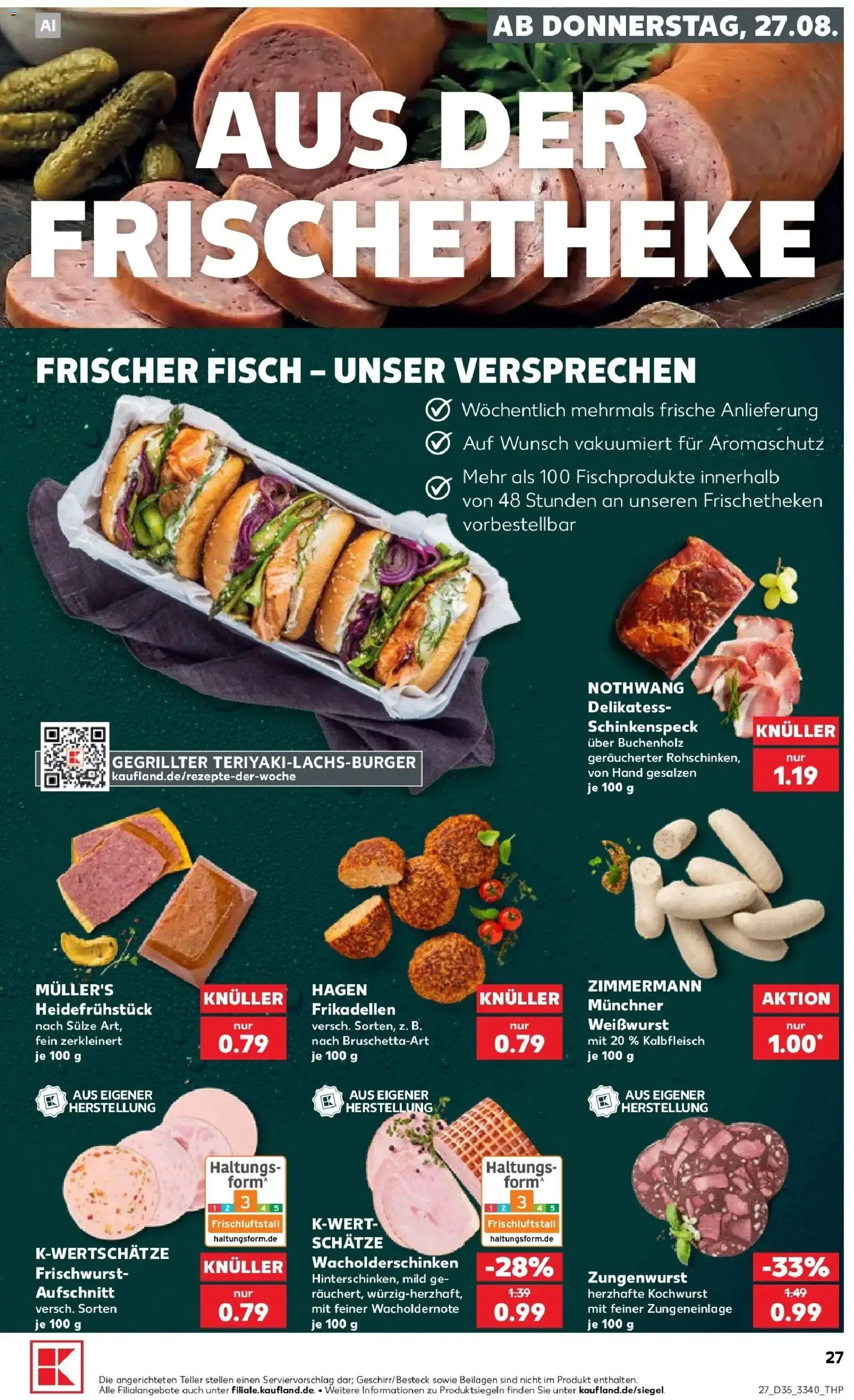 Prospekt Kaufland ab 27.08.2026 » Angebote Online zum Blättern | Seite: 27 | Produkte: Beilagen, Weißwurst, Fisch