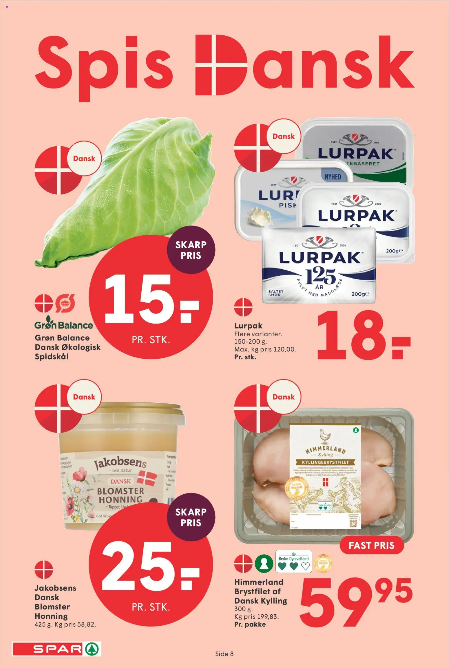 Spar tilbudsavis – gyldig fra 02/10/2026 | Side: 8 | Produkter: Honning, Spidskål