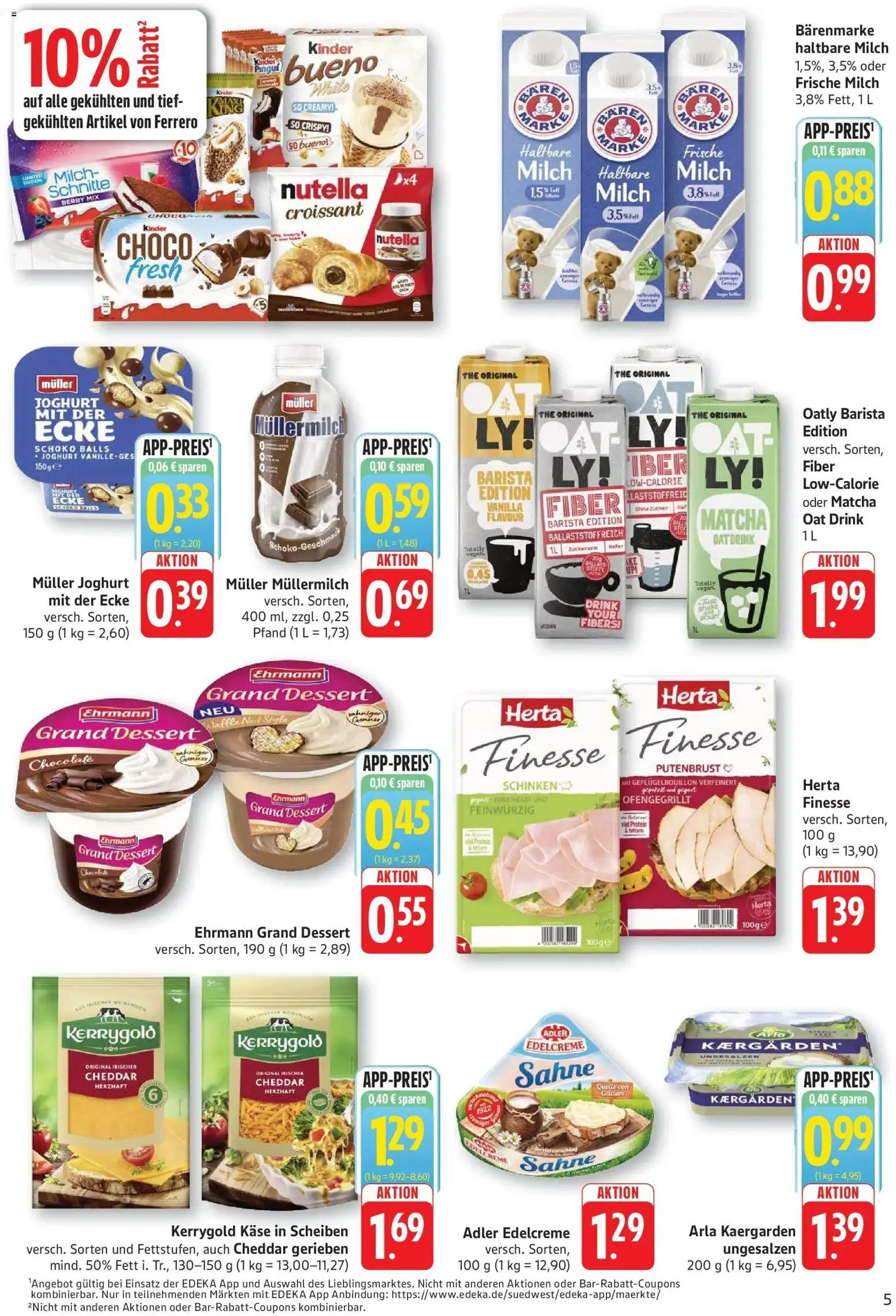 Edeka Prospekt Altrip (ab 19.10.2026) » Angebote Online | Seite: 5 | Produkte: Käse, Joghurt, Haltbare milch, Schinken