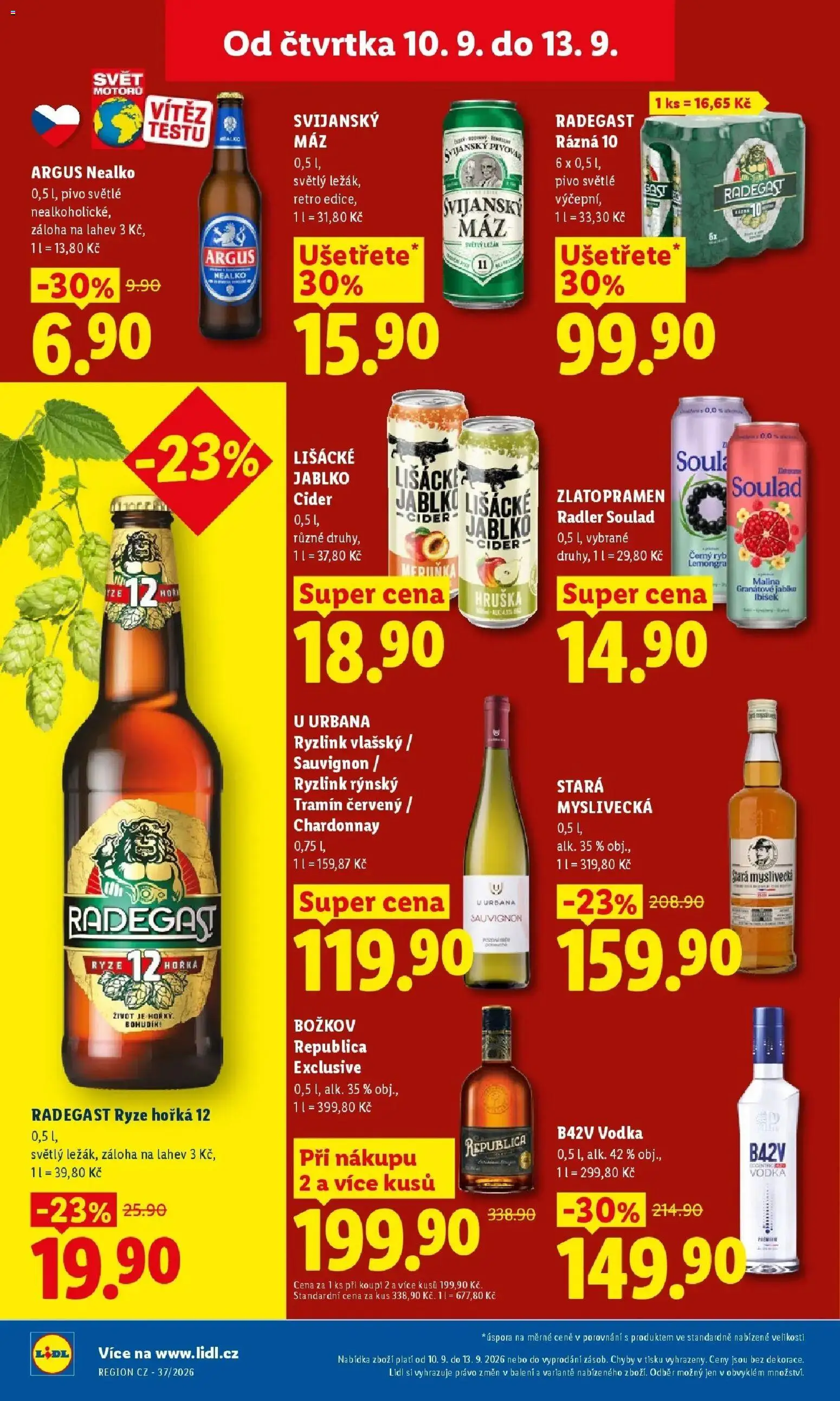 Lidl leták od 10.09.2026 - Nový akční leták | Strana: 30 | Produkty: Rum, Radegast Ryze Hořká 12, Božkov Republica, Lišácké jablko