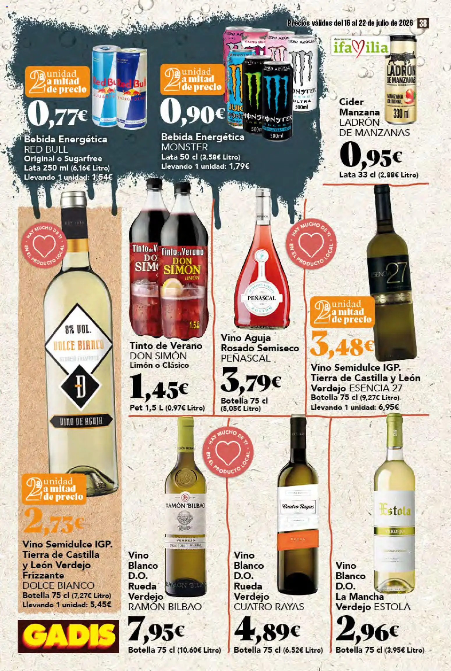 Gadis folleto │ válido desde el 16/07/2026 | Página: 38 | Productos: Vino, Manzanas, Manzana