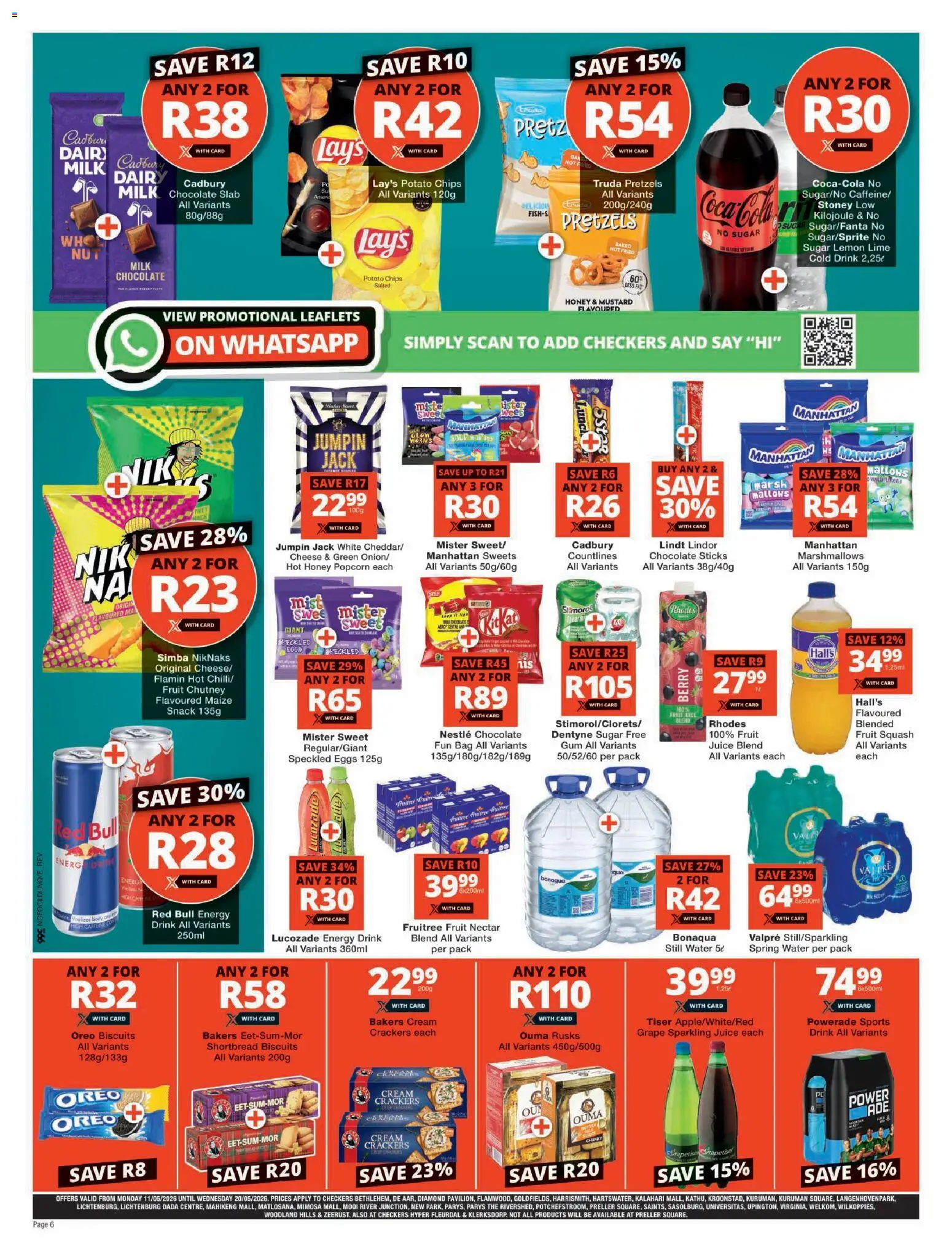 New Checkers catalogue – valid from 11.05.2026 | Page: 6 | Products: Sweets, Cheese, Biscuits, Lemon