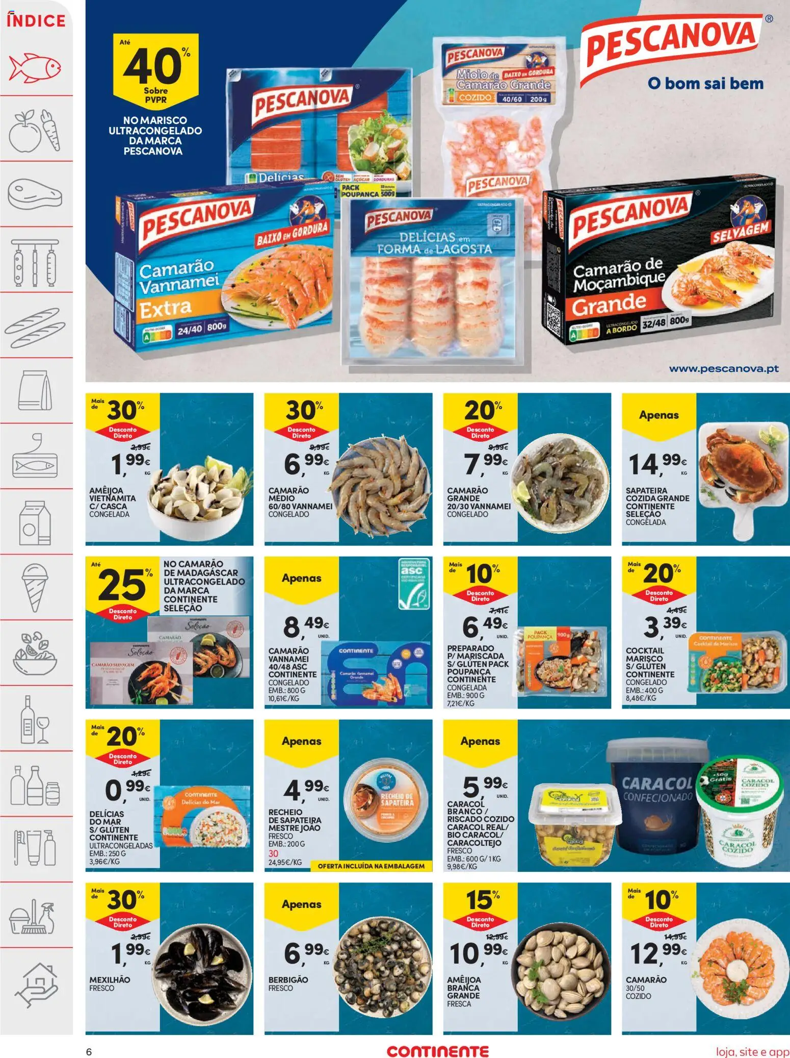 Continente folheto │ válido de 18/08/2026 | Página: 6 | Produtos: Lagosta, Camarão, Sapateira, Açúcar