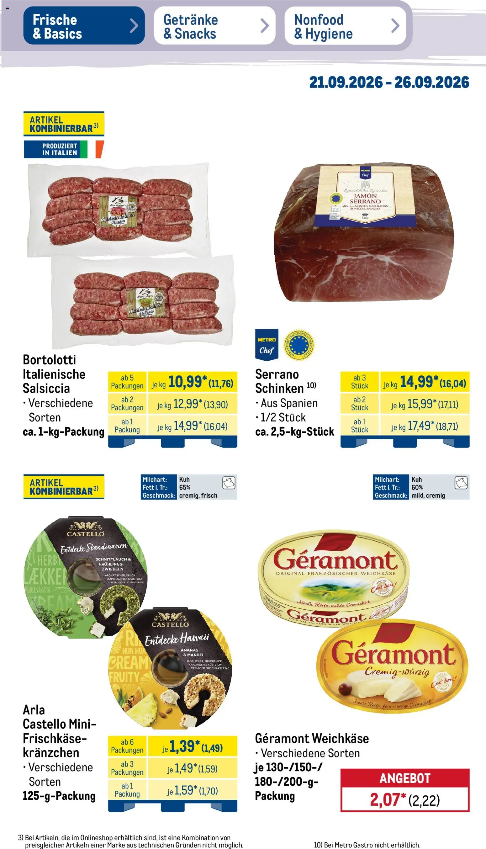 Metro Prospekt – gültig ab 21.09.2026 | Seite: 13 | Produkte: Geramont, Ananas, Schinken, Frischkase