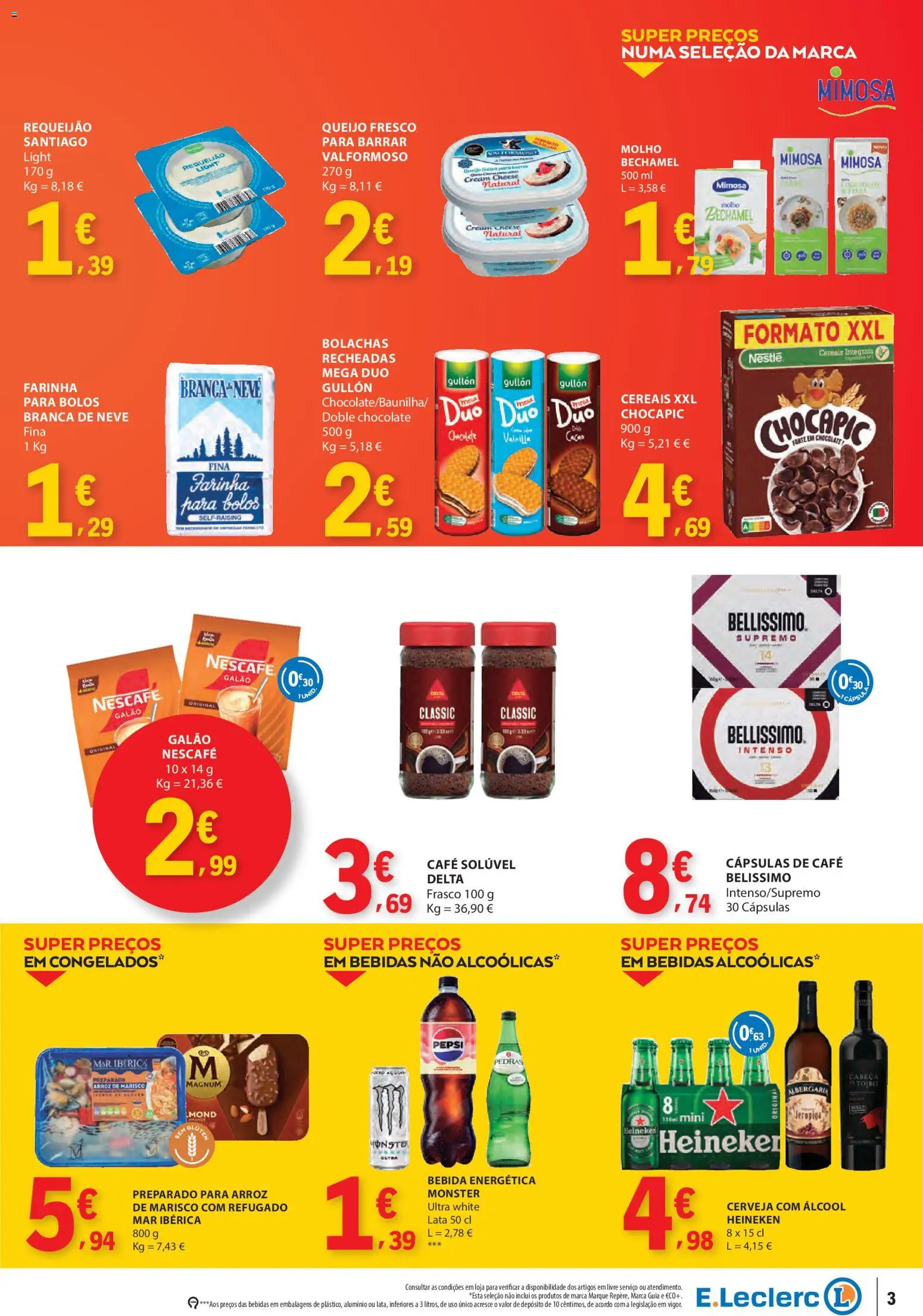 E.Leclerc folheto Fim de Semana │ válido de 30/10/2026 | Página: 3 | Produtos: Café solúvel, Queijo, Chocolate, Bebida