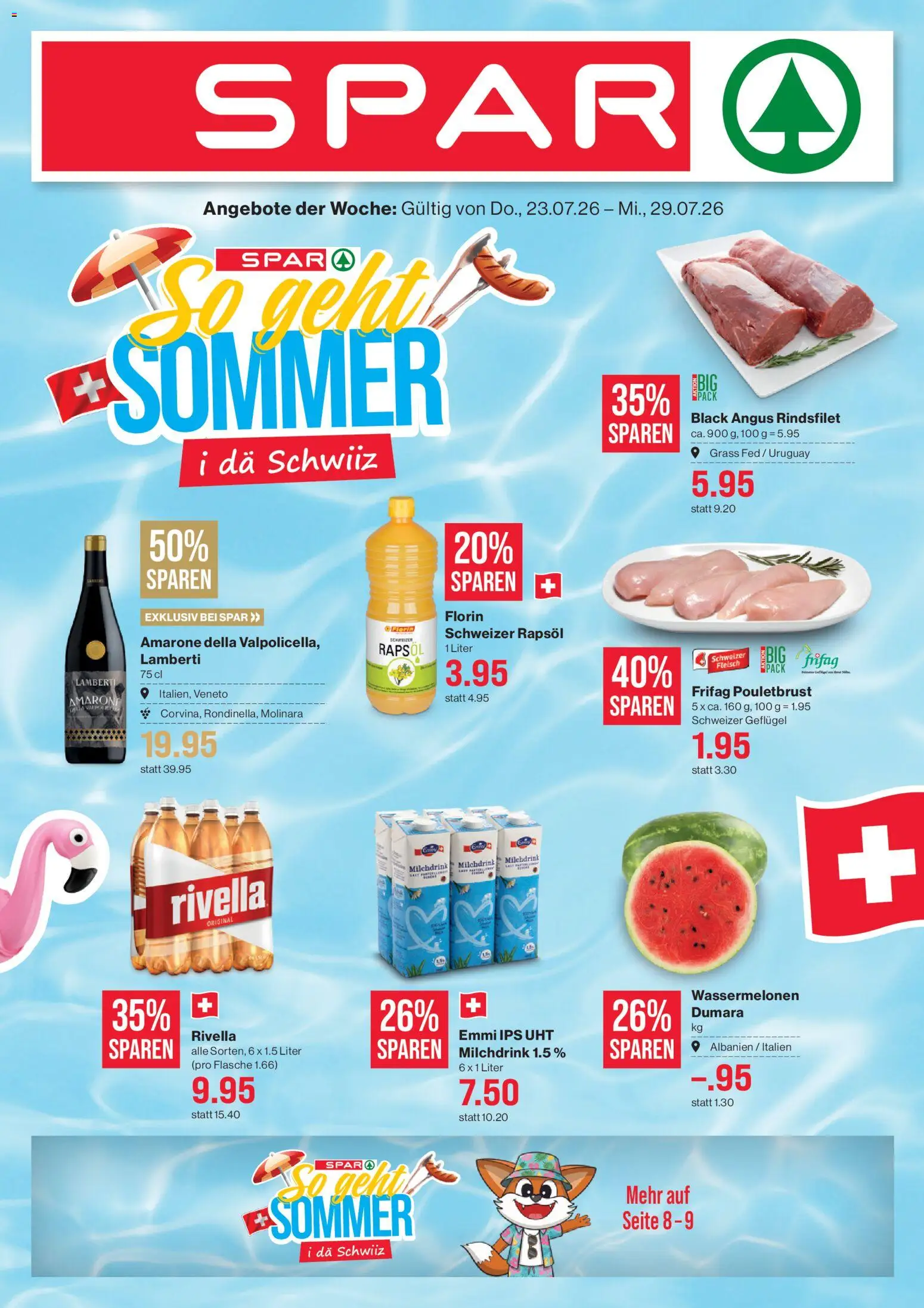 SPAR aktionen – gültig ab 23.07.2026 | Seite: 1 | Produkte: Rapsöl, Pouletbrust