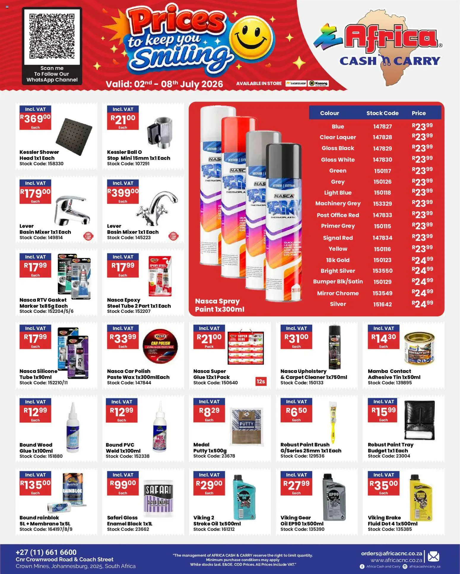 New Africa Cash & Carry catalogue – valid from 02/07/2026 | Page: 39 | Products: Gloss, Adhesive, Brush, Basin