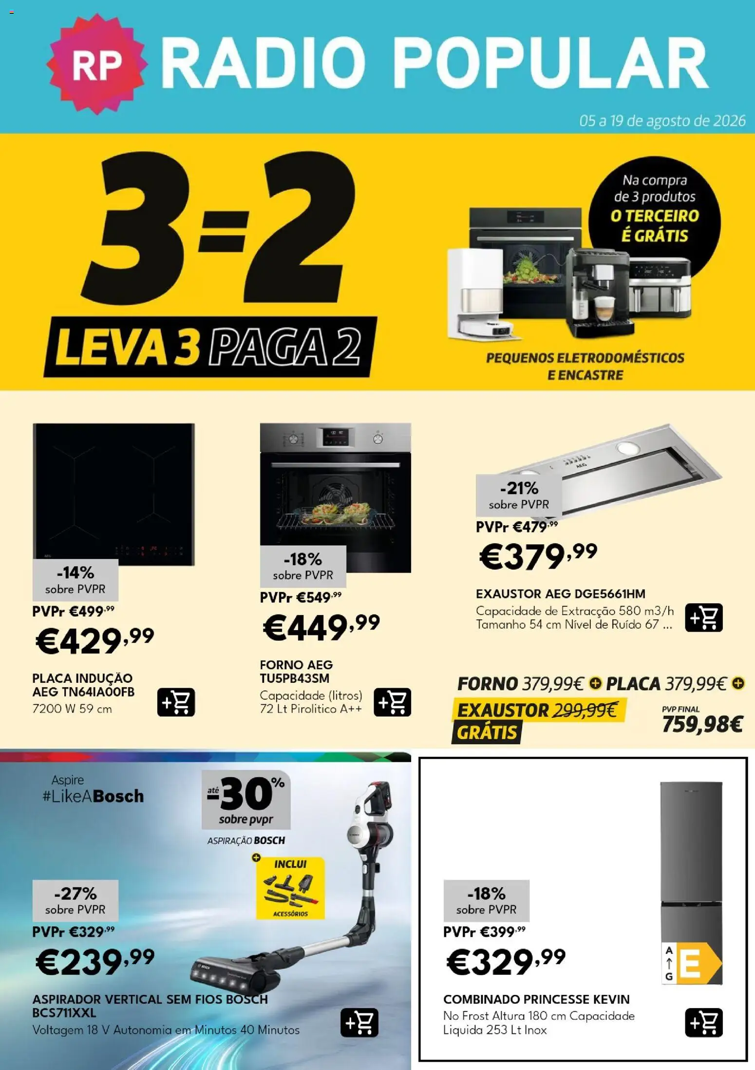 Radio Popular Leva 3 Paga 2 │ válido de 05/08/2026 | Página: 1 | Produtos: Rádio, Forno, Exaustor, Aspirador