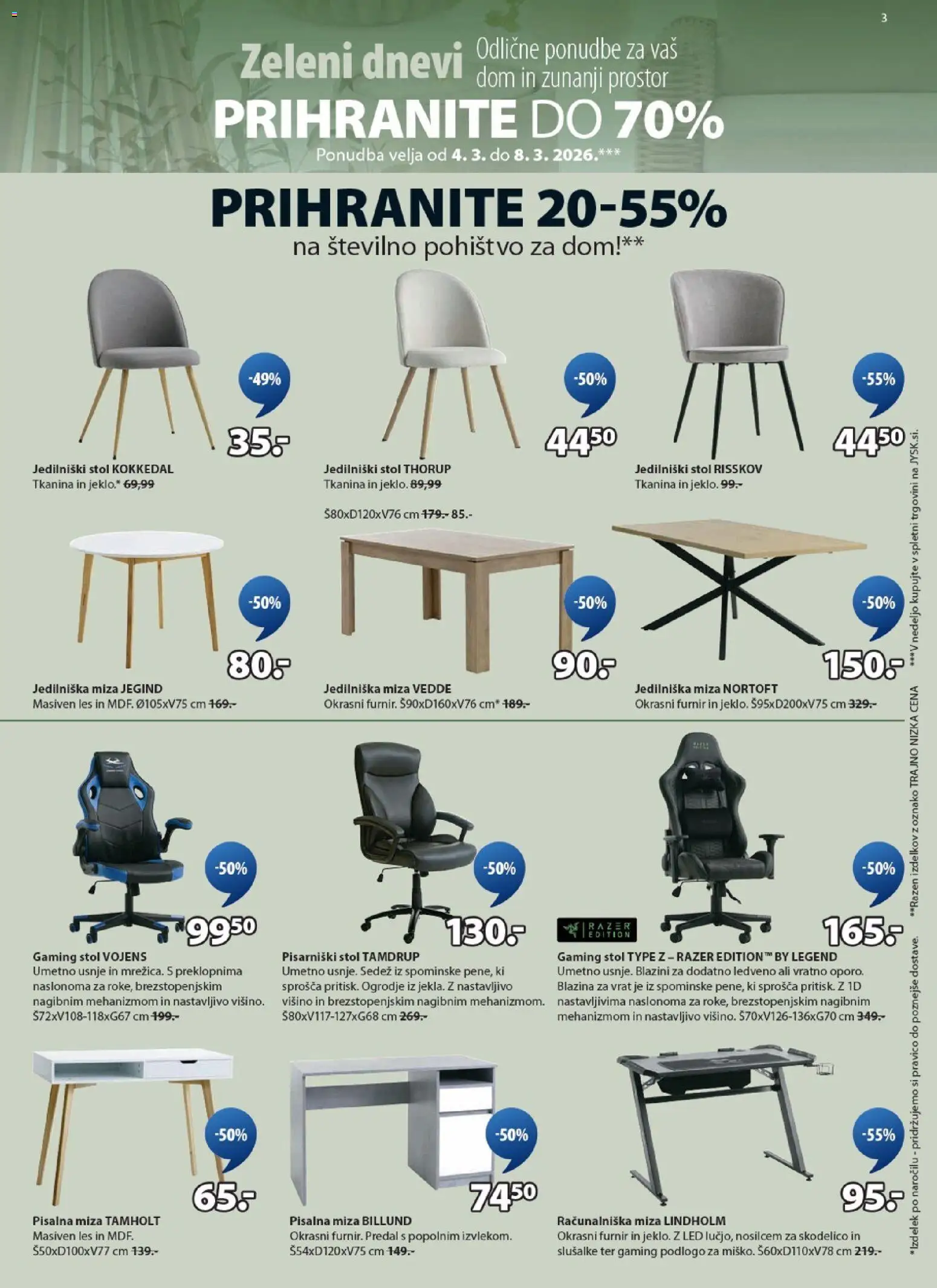 Novi JYSK katalog ponudbe – veljaven od 04.03.2026 | Stran: 3 | Izdelki: Slusalke, Pisalna miza, Furnir, Miza