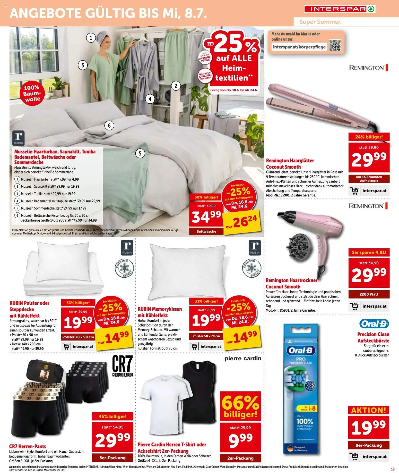 Interspar - Flugblatt gültig ab 18.06.2026 | Seite: 19 | Produkte: Bademantel, Haartrockner, Haarglätter, Decke