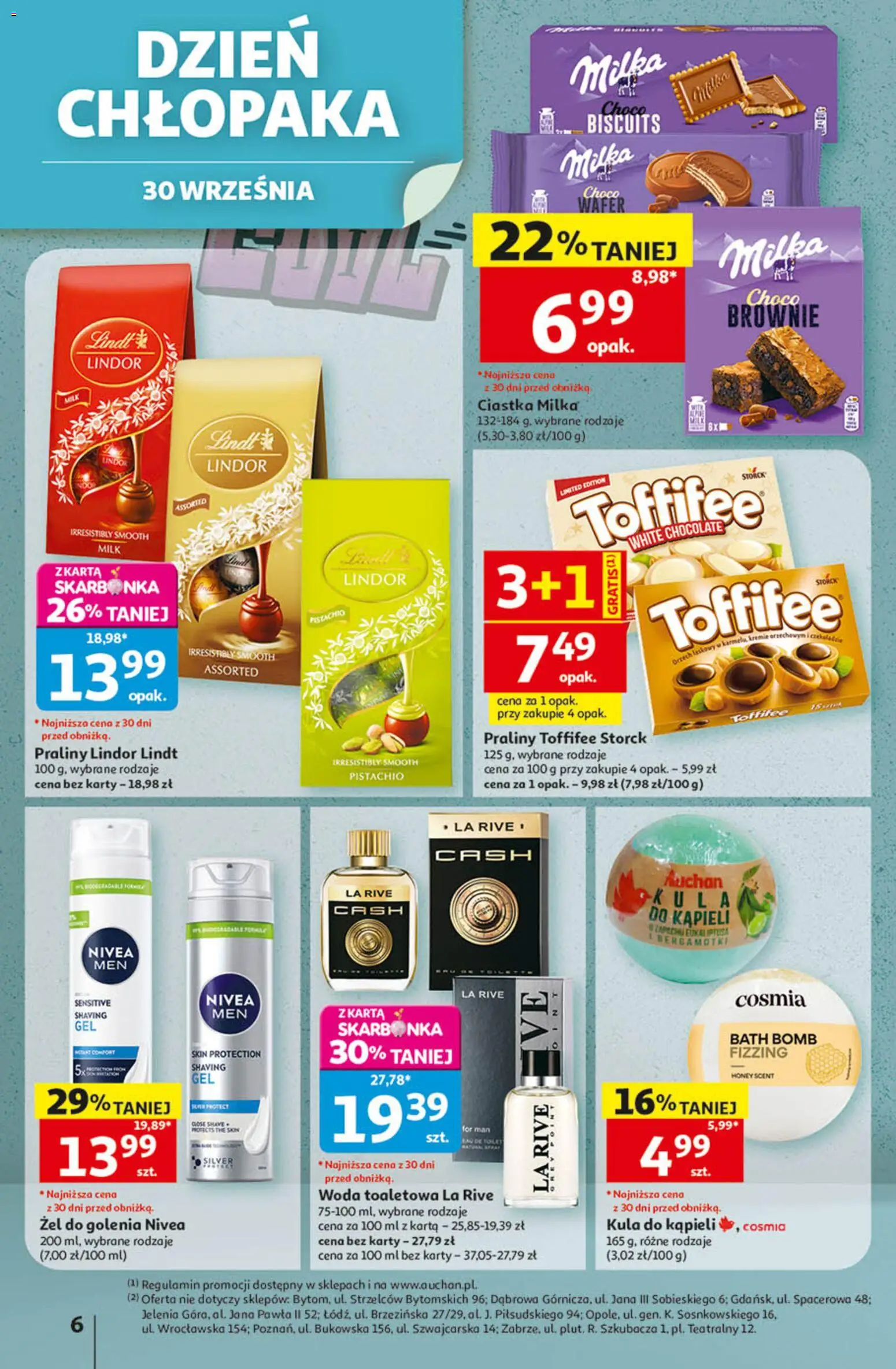 Auchan gazetka - 30 Lat Hipermarket od 24.09.2026 | Strona: 6 | Produkty: Lindor, Woda toaletowa, Brownie, Ciastka