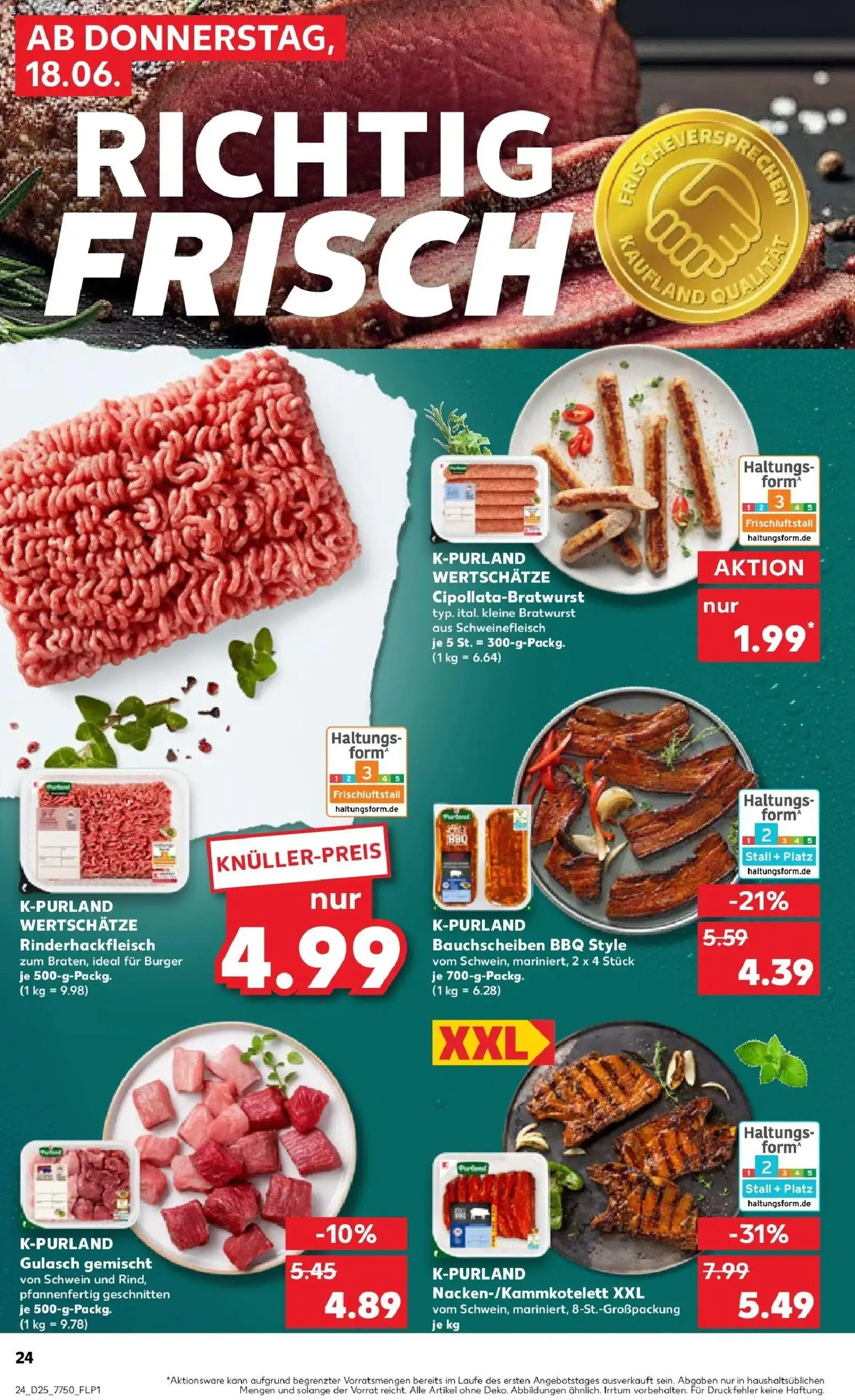 Kaufland Prospekt Erlangen – gültig ab 15.06.2026 | Seite: 33 | Produkte: Bratwurst, Gulasch, Schweinefleisch, Steak