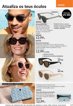 Pré-visualização Óculos de Sol Tide, Óculos de sol em cinzento com lentes fumadas e armação leve. Materiais: ABS, PC, lentes acrílicas. Dimensões da armação: 13,9 x 4,5 x 14 cm. Categoria de filtro: 3. Proteção UV: UV400. válido de 01.06.2026 | Página: 129