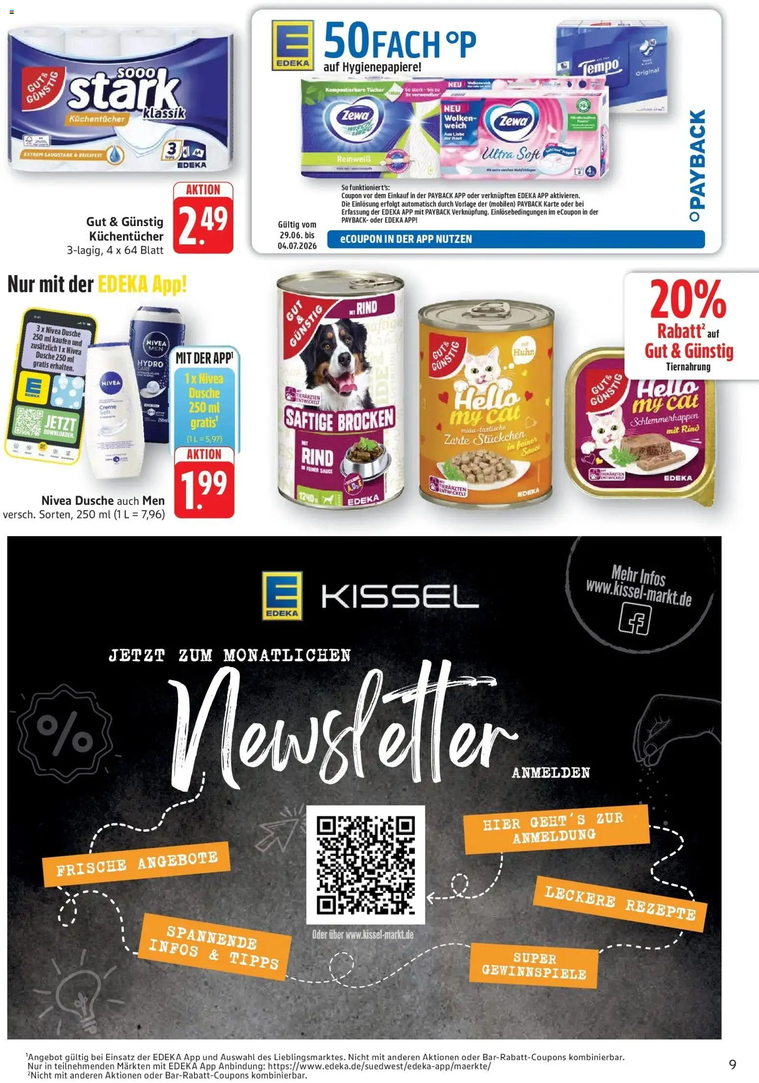 Edeka prospekt Altrip – gültig ab 29.06.2026 | Seite: 9 | Produkte: Dusche, Zewa, Creme, Tempo