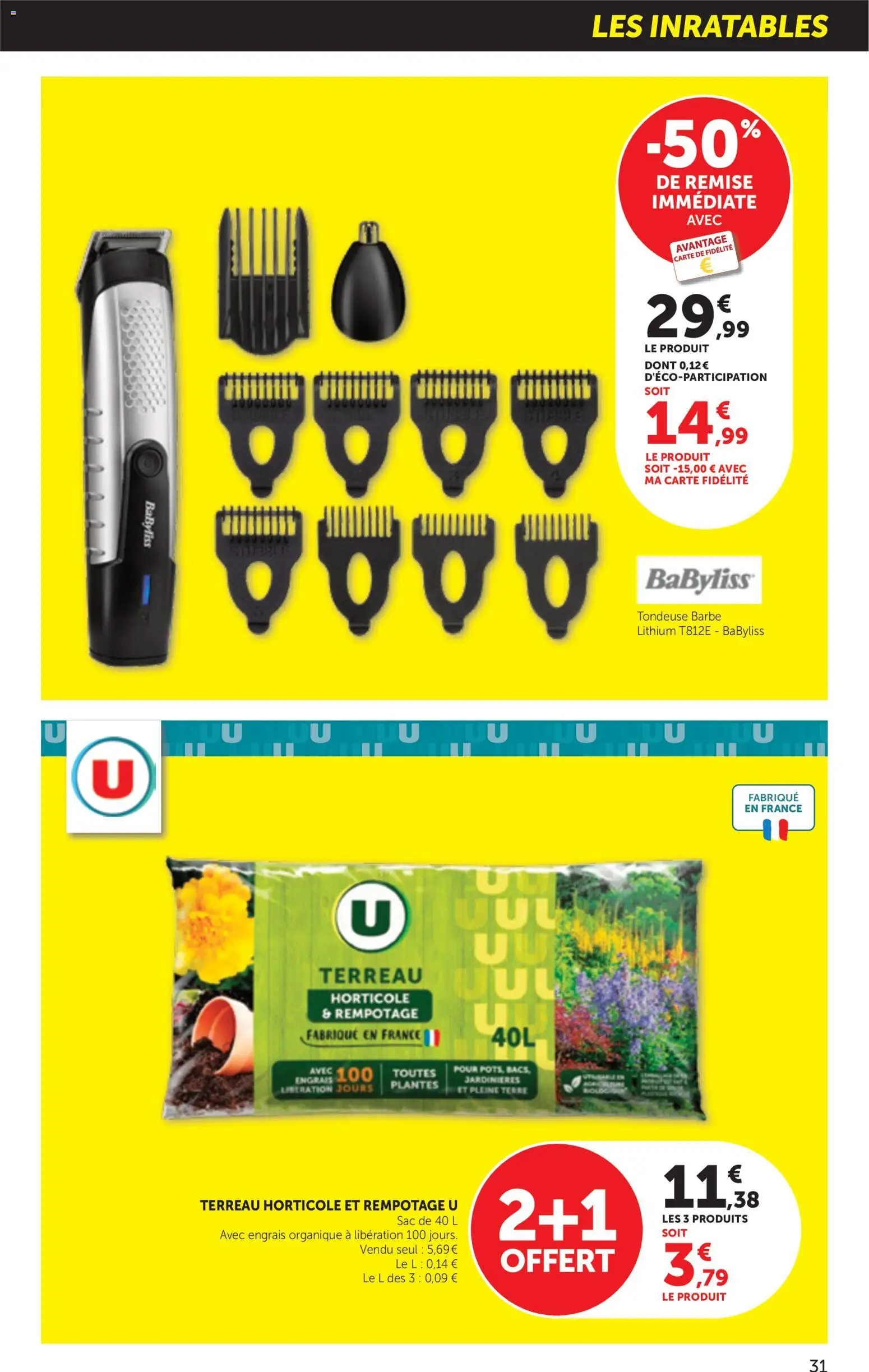 {H1} | Page: 31 | Produits: Engrais, Sac, Tondeuse barbe, Terreau