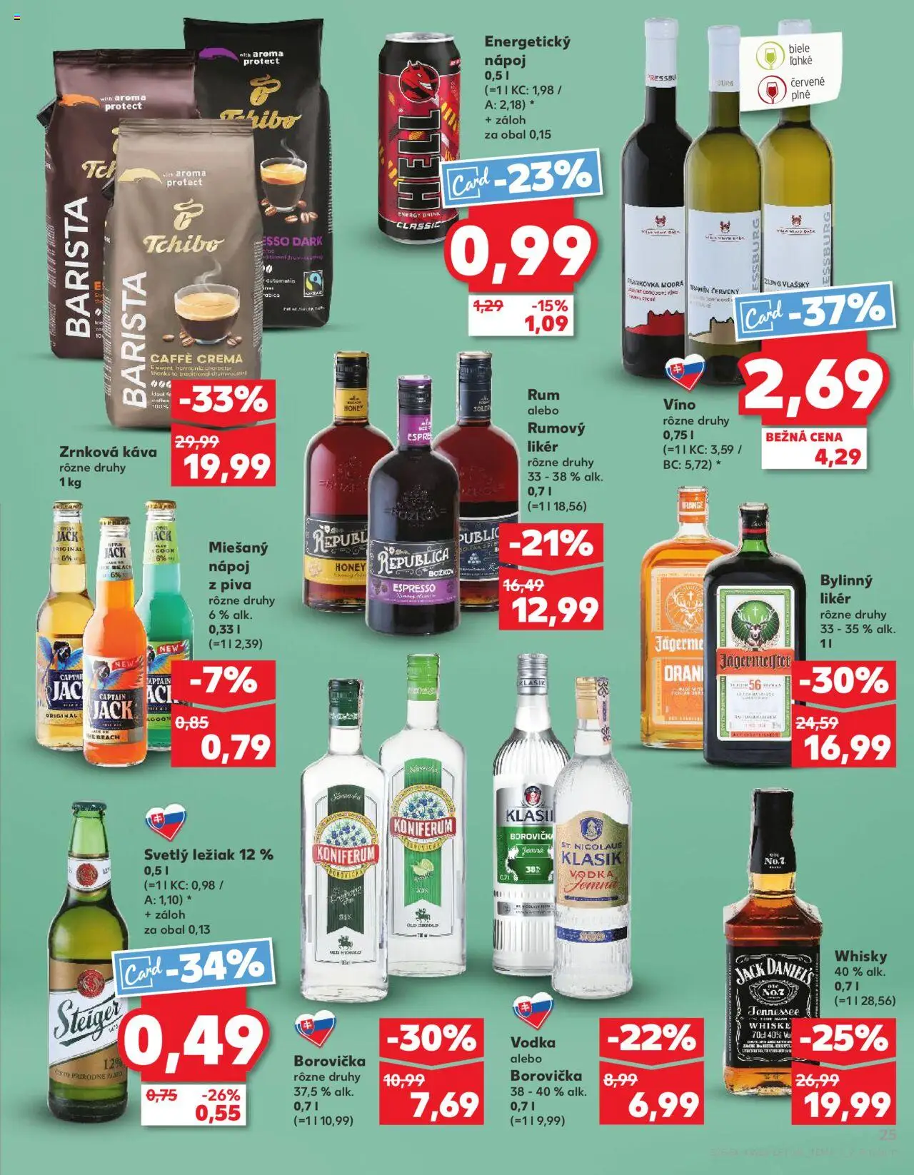 Nové Kaufland akcie – leták je platný od 04.09.2025 | Strana: 25 | Produkty: Božkov, Republica, Koniferum, Brandy