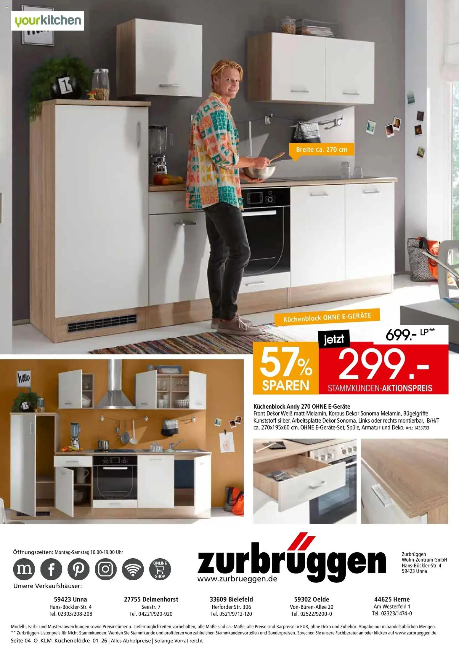 Zurbrüggen Küchenblöcke Unna – gültig ab 24.07.2026 | Seite: 4 | Produkte: Küchenblock, Armatur, Uhr