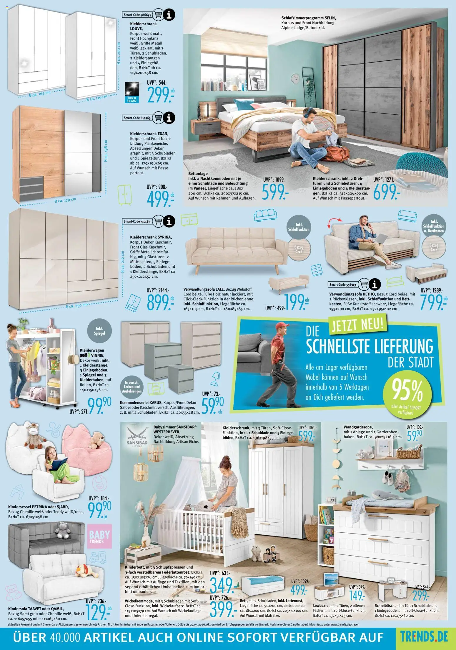 Trends Prospekt 	 – gültig ab 02.05.2026 | Seite: 5 | Produkte: Kindersofa, Bett, Kleiderschrank, Spiegel