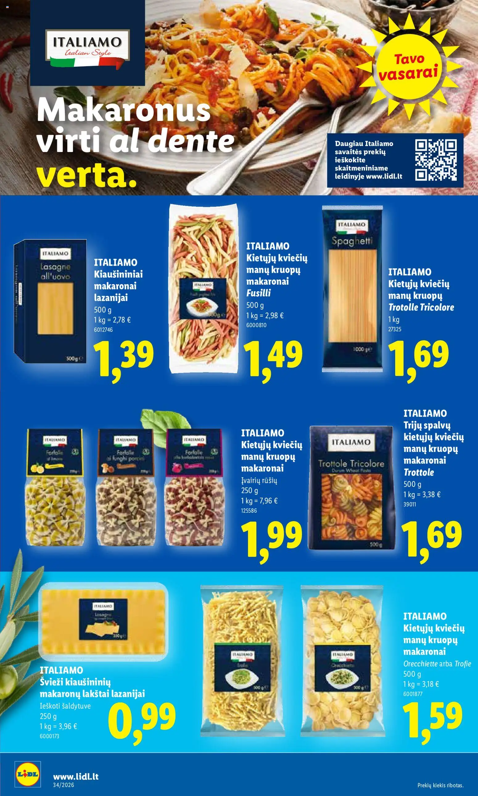 LIDL akcijos nuo 2026.08.17 | Puslapis: 24 | Prekių: Makaronai