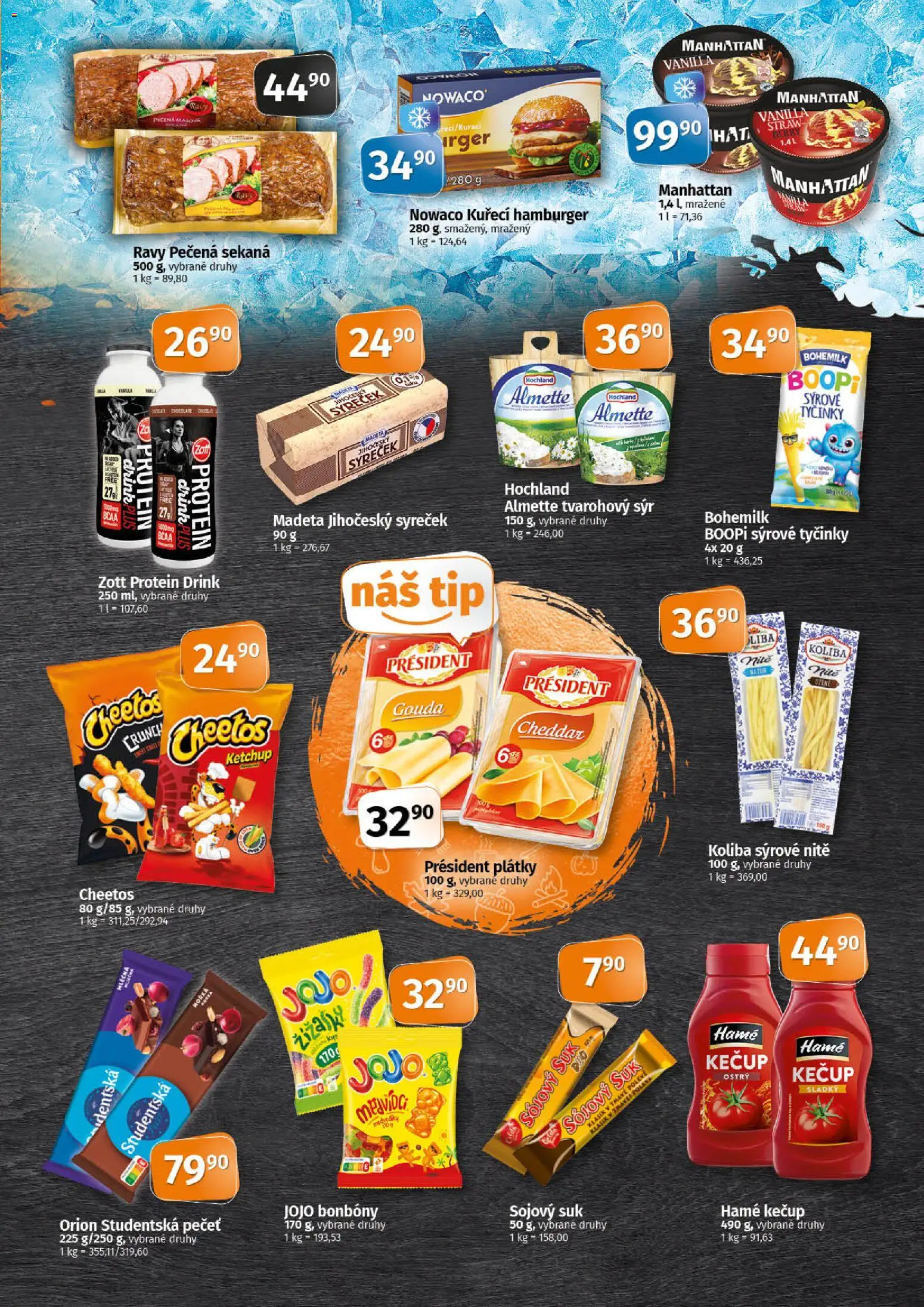 Coop leták - Tip Extra od 14.10.2026 | Strana: 3 | Produkty: Gouda, Cheetos, Studentská pečeť, Protein drink