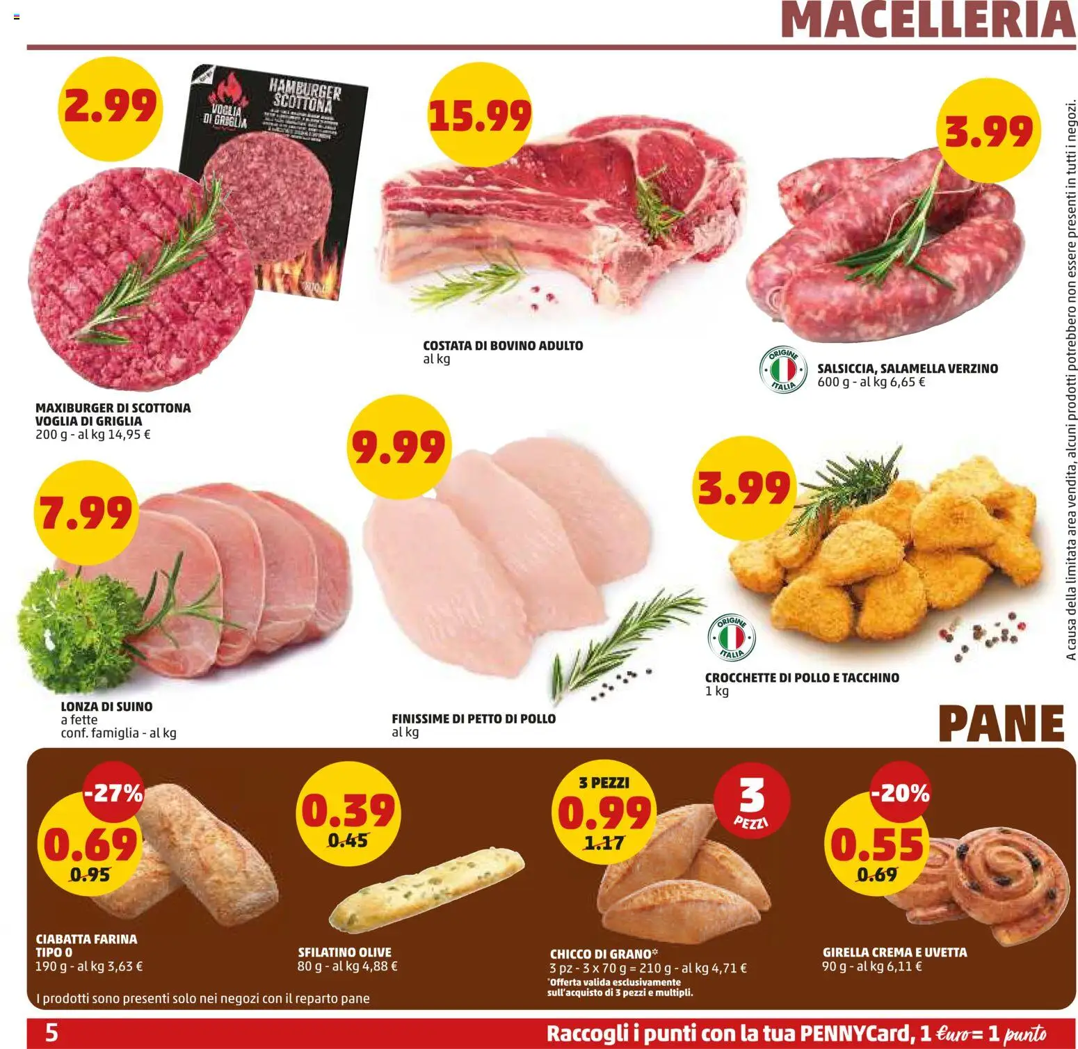 Volantino PENNY del 04.06.2026 | Pagina: 5 | Prodotti: Bovino, Pollo, Crocchette, Griglia